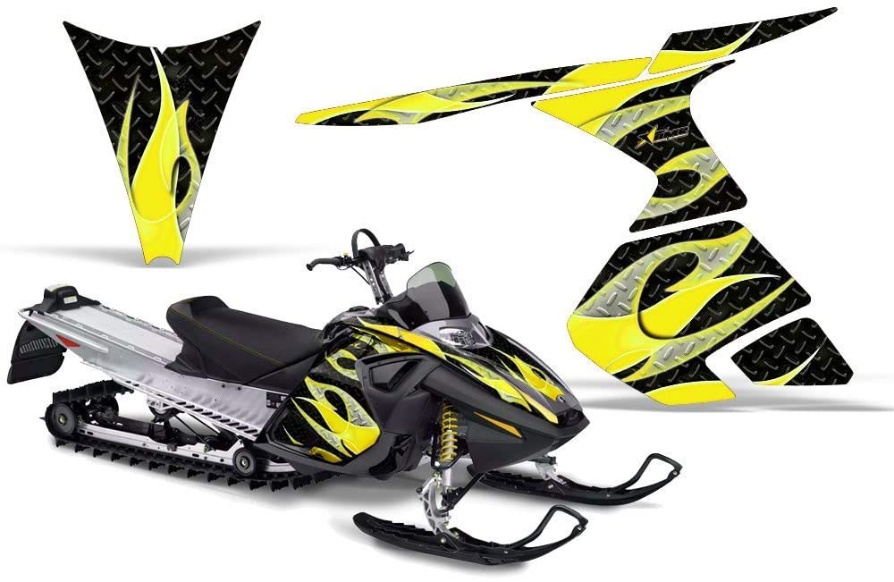 AMR Racing スノーモービルグラフィックキット ステッカー デカール Ski-Doo RT 2005-2009相応う トライバルフレーム 黄色黒いこと
