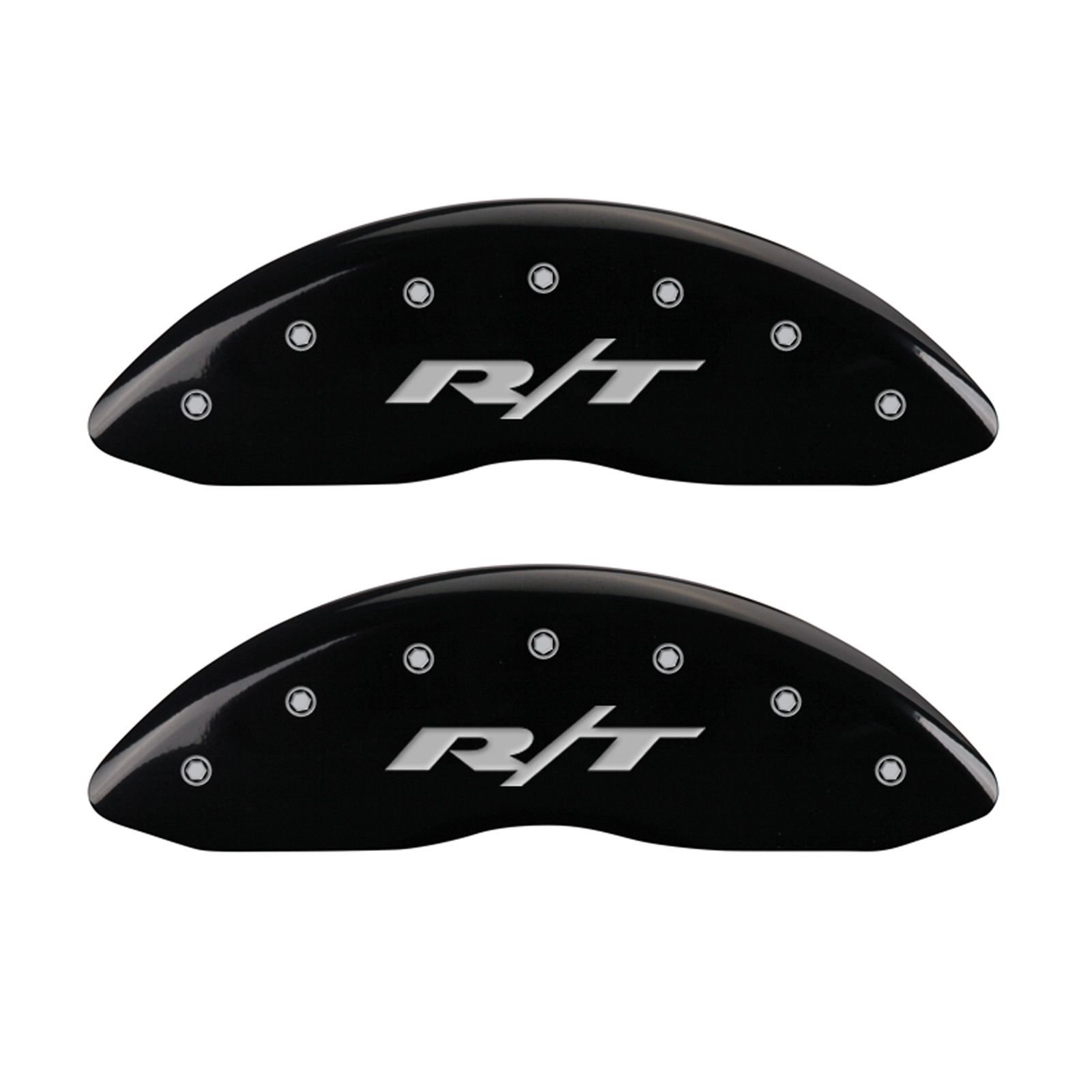 MGP Caliper Covers 12181SRT1BK Black Powder Coat Finish Front and Rear Caliper Cover Set of 4 (RT1-Truck Silver Characters Engraved)