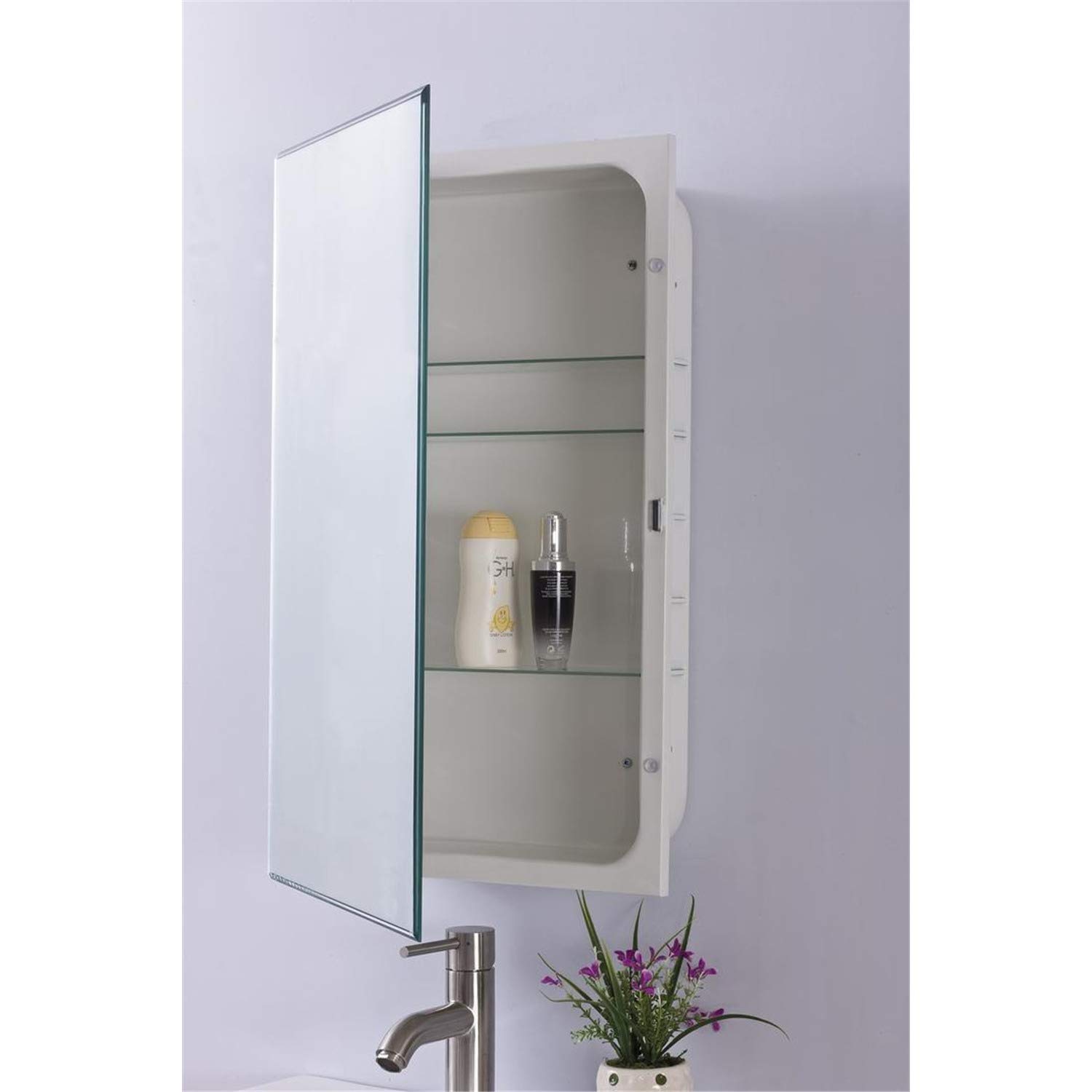 Bellaterra Home 808282 Bellaterra 銀鏡付き添い人薬用収納家具 16in×26in PCサプライ・消耗品-パソコン・周辺機器