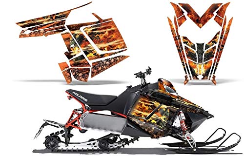 AMR Racing スノーモービルグラフィックキットステッカーデカール Polaris PRO-R RMK Rush Switchback Assault 2011-2016対応 ファイアストームブラック