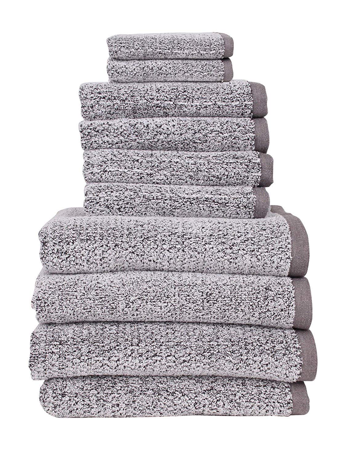 Everplushダイヤモンドジャカードバスタオルセットof 10 10-pc Set (4 Bath/4 Hand/2 Face) グレー 11101016072｜global研究所