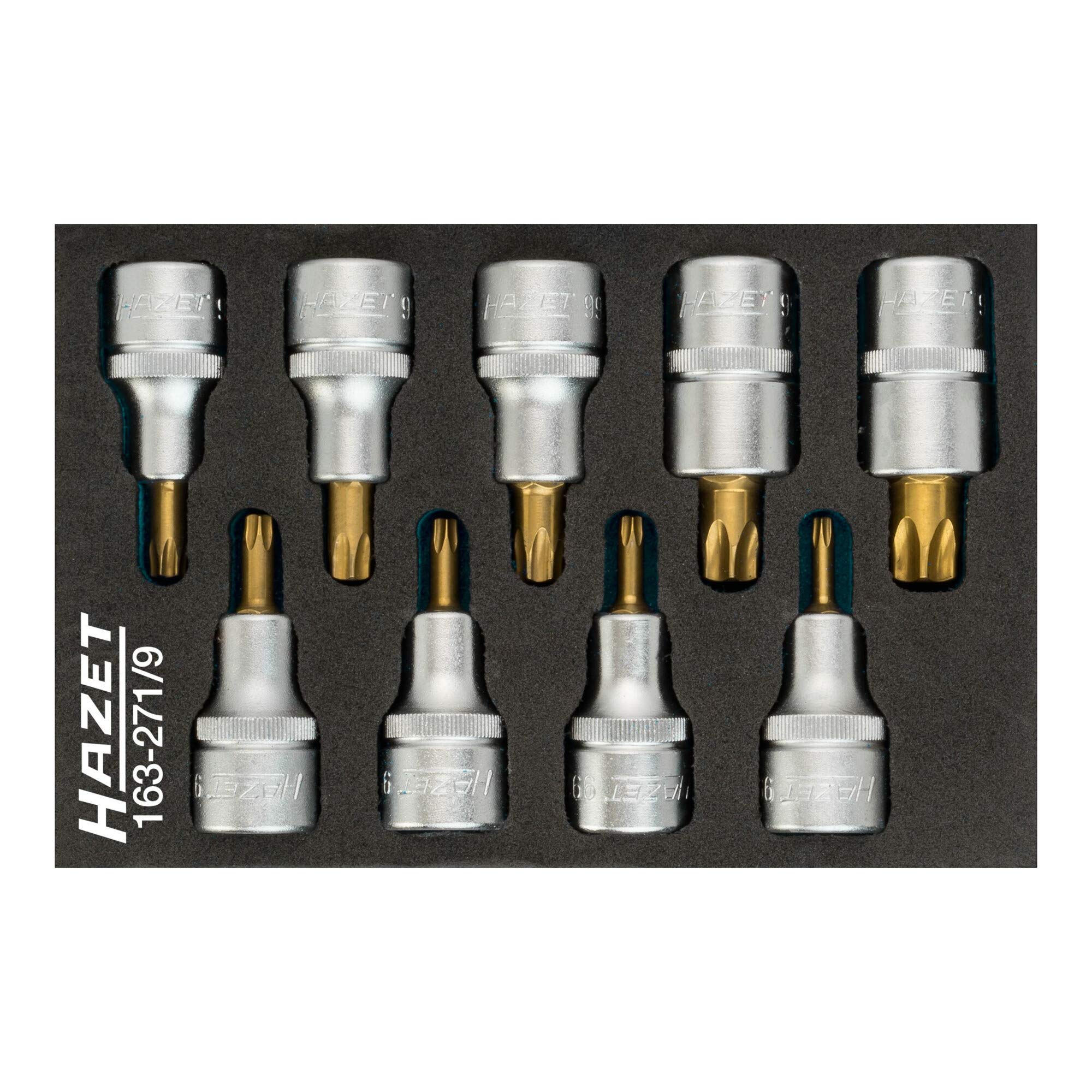 Hazet 163-271/9 トルクスビットソケットセット 9点組 1/2インチ スタービット TORX 星型 整備工具