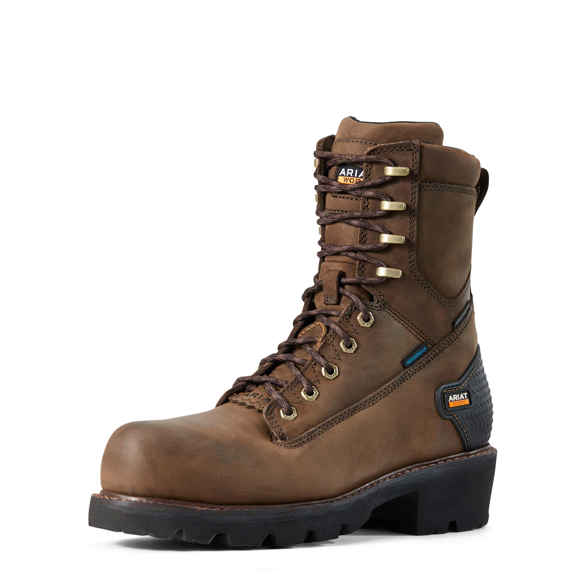 Ariat メンズ Powerline 8インチ H2O コンポジットトゥ ワークブーツ US サイズ: 8 Wide カラー: ブラウン｜global研究所