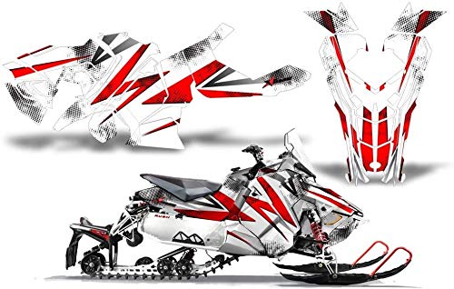 AMR Racing スノーモービルグラフィックキット ステッカー デカール Polaris Axys Rush Pro Switchback 2015+対応 スラッシュレッド ホワイト｜global研究所