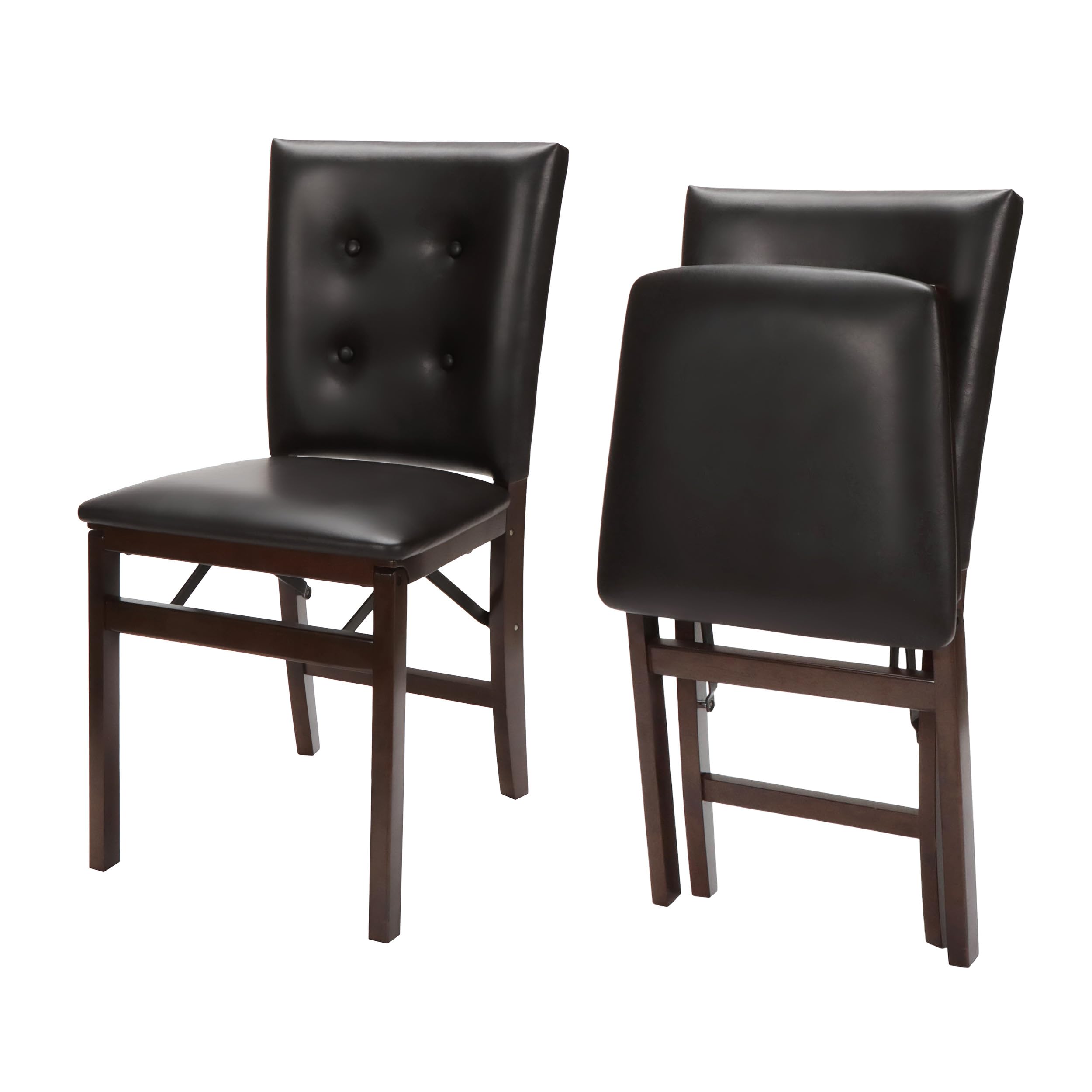 Meco STAKMORE Parson’s Folding Chair Espresso Bonded Leather Finish Set of 2 81,695円