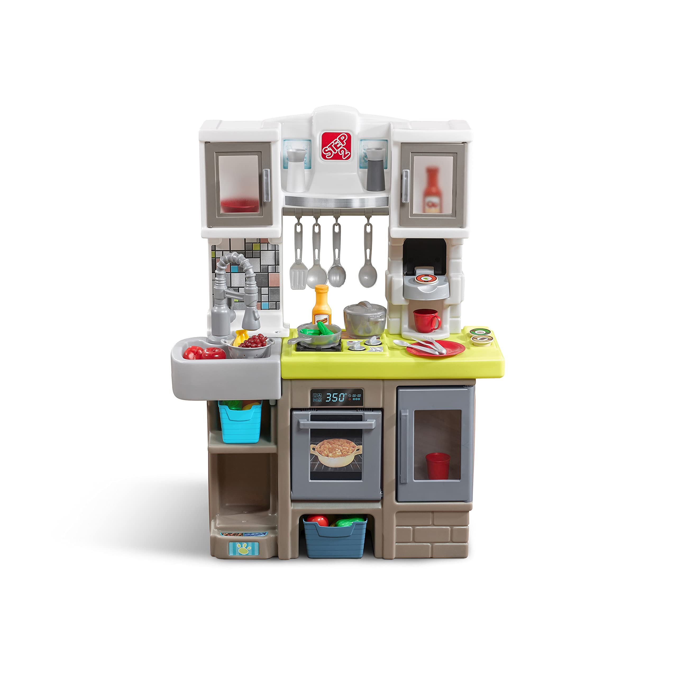 Step2 コンテンポラリー シェフ キッズキッチンプレイセット 屋内/屋外簡易キッチン 光と音でインタラクティブに遊ぶ 丈夫なプラスチック製 おもちゃアクセサリー25個付き 2歳以上の幼児向け
