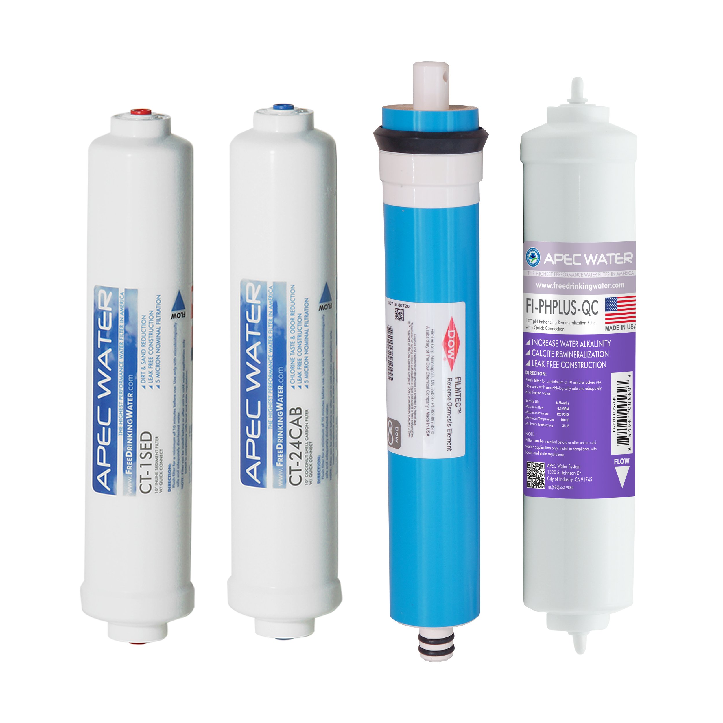 APEC US Made 90 GPD Complete Replacement Filter Set for ULTIMATE Series Countertop Alkaline Reverse Osmosis Water Filter System (FILTER-MAXCTOP-PH)