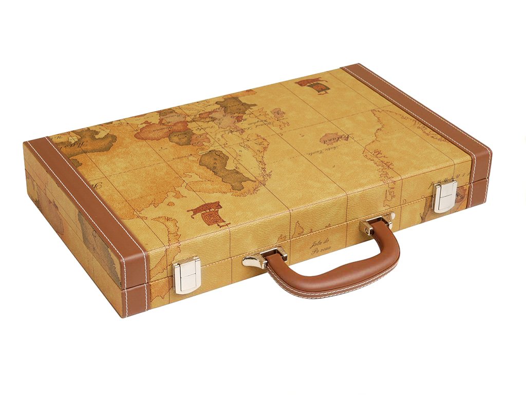 NEW - 38cm Luxurious Map Backgammon Set - Brown Board 15,879円