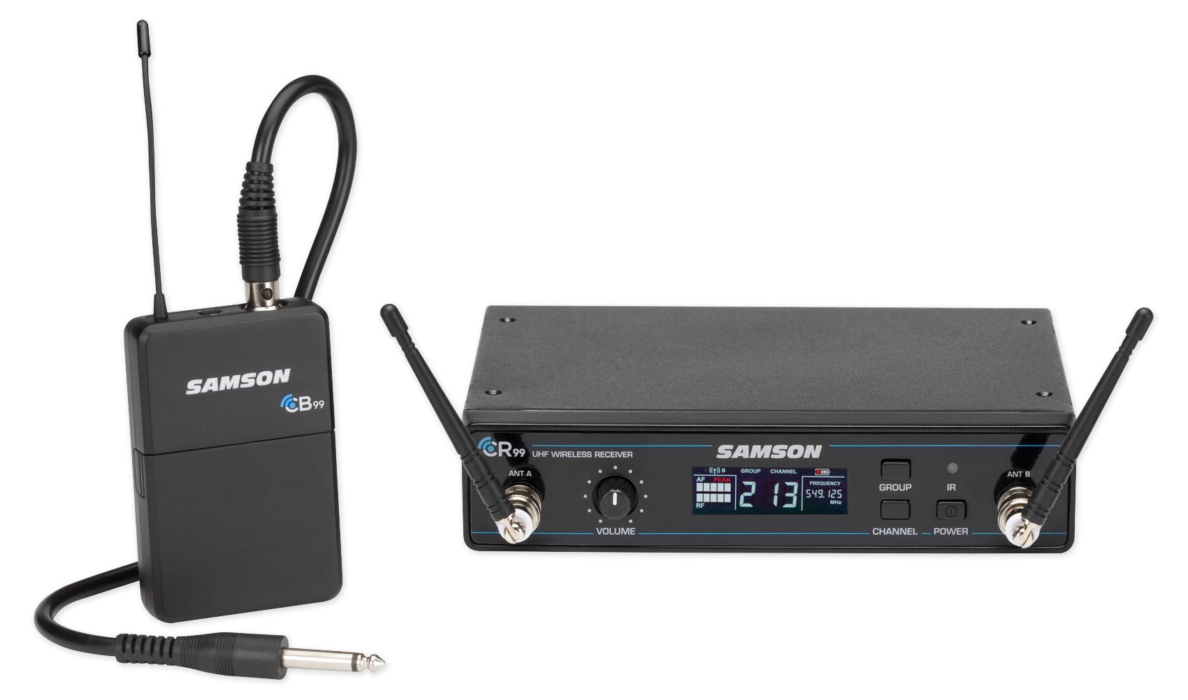 Samson Concert 99 Guitar Frequency-Agile UHF Wireless System with GC32 Guitar Cable (K Band) by Samson Technologies