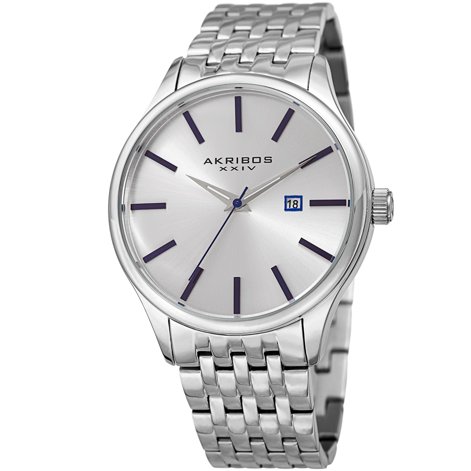 [アクリボス XXIV] Akribos XXIV 腕時計 Men's Silver-Tone with Blue Accented Dial and Silver-Tone Case on Silver-Tone Bracelet Watch クォーツ AK941SS メンズ 【並行輸入品】｜global研究所