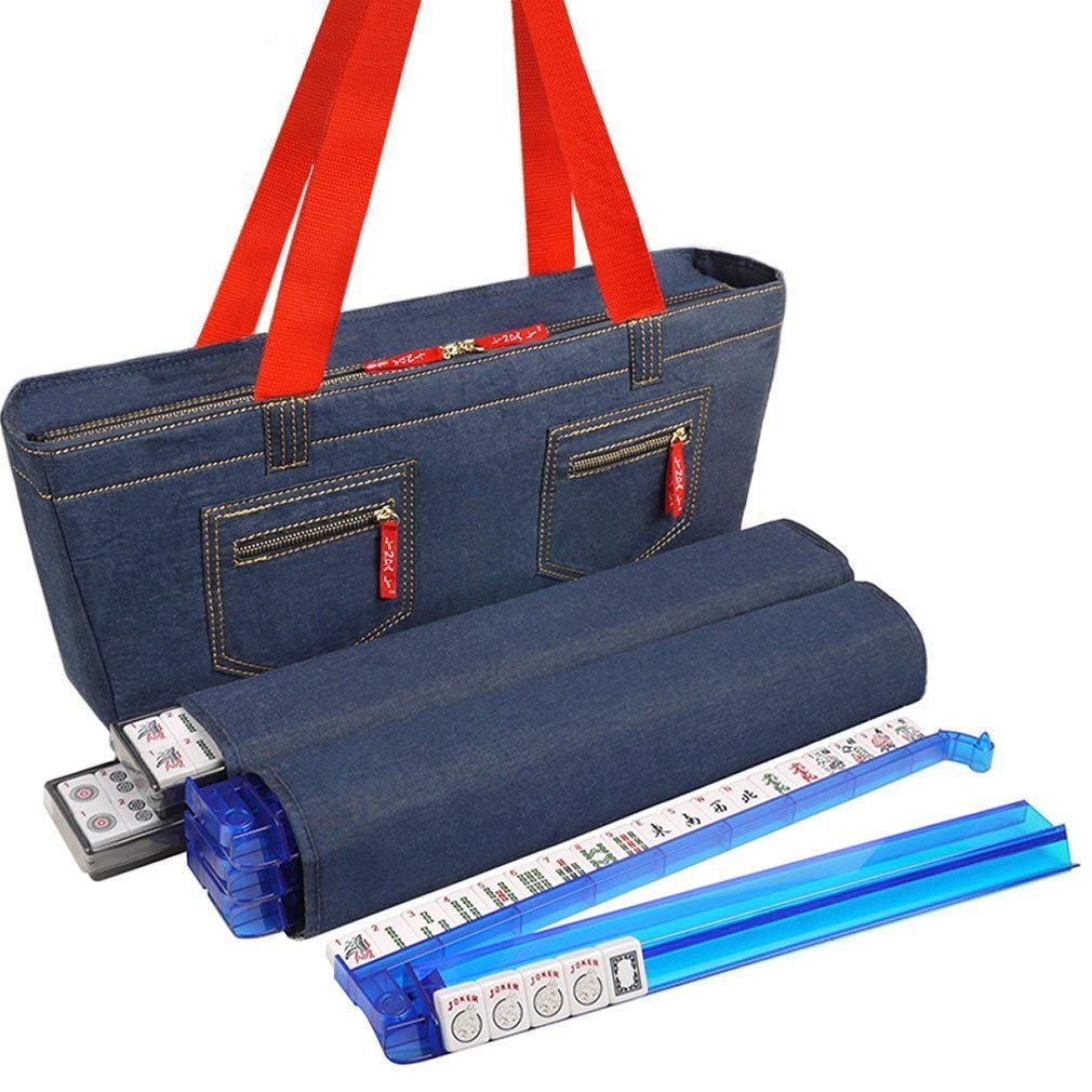 [アメリカンホールセール]American-Wholesaler Inc. NEW! American Mah Jongg Set by Linda Li 166 White Tiles 4 AllInOne Rack/Pushers Denim [並行輸入品]｜global研究所