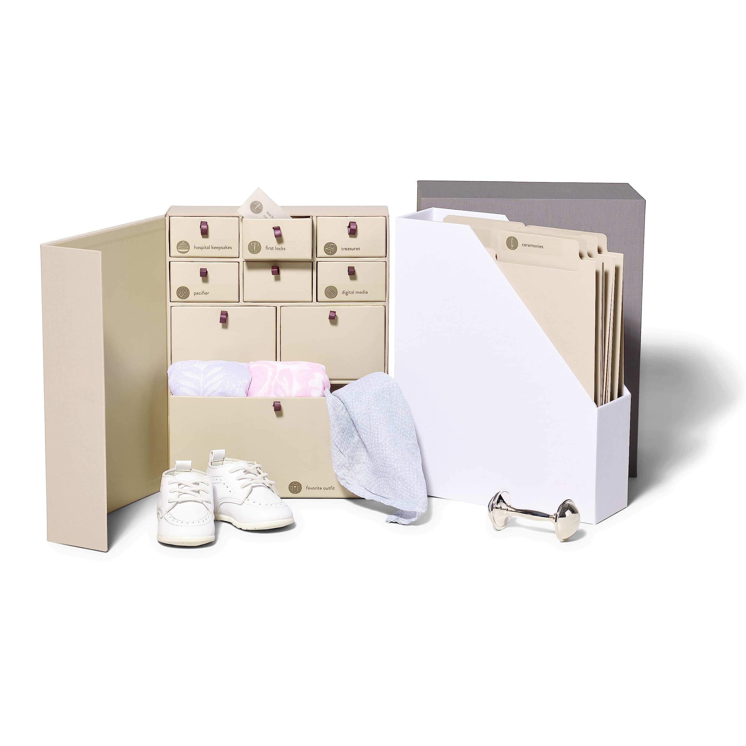Savor The Library Baby Edition - Modern Acid-Free Keepsake Organizer with Labels - Perfect Baby Gift (Color: Slate) by Savor｜global研究所