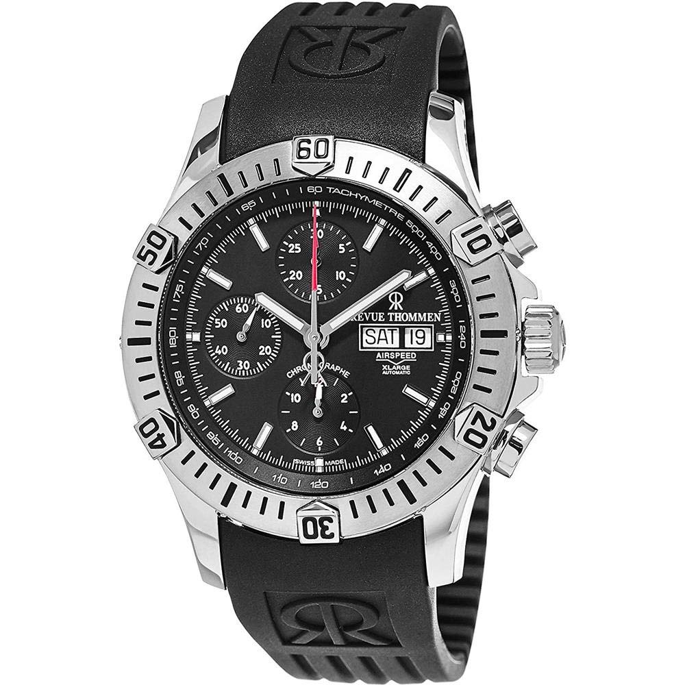 Revue Thommen Men's Black Rubber Band Steel Case Anti Reflective Sapphire Automatic Watch 16071.6839