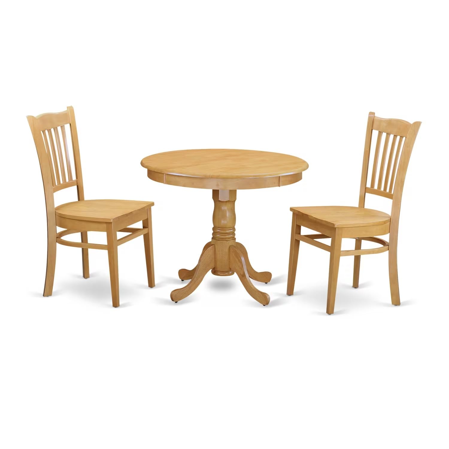 East West Furniture キッチンテーブルセット - 素晴らしい木製ダイニングチェア2個 - 魅力的なモダンなダイニングテーブル - 木製シートとオークダイニングテーブル