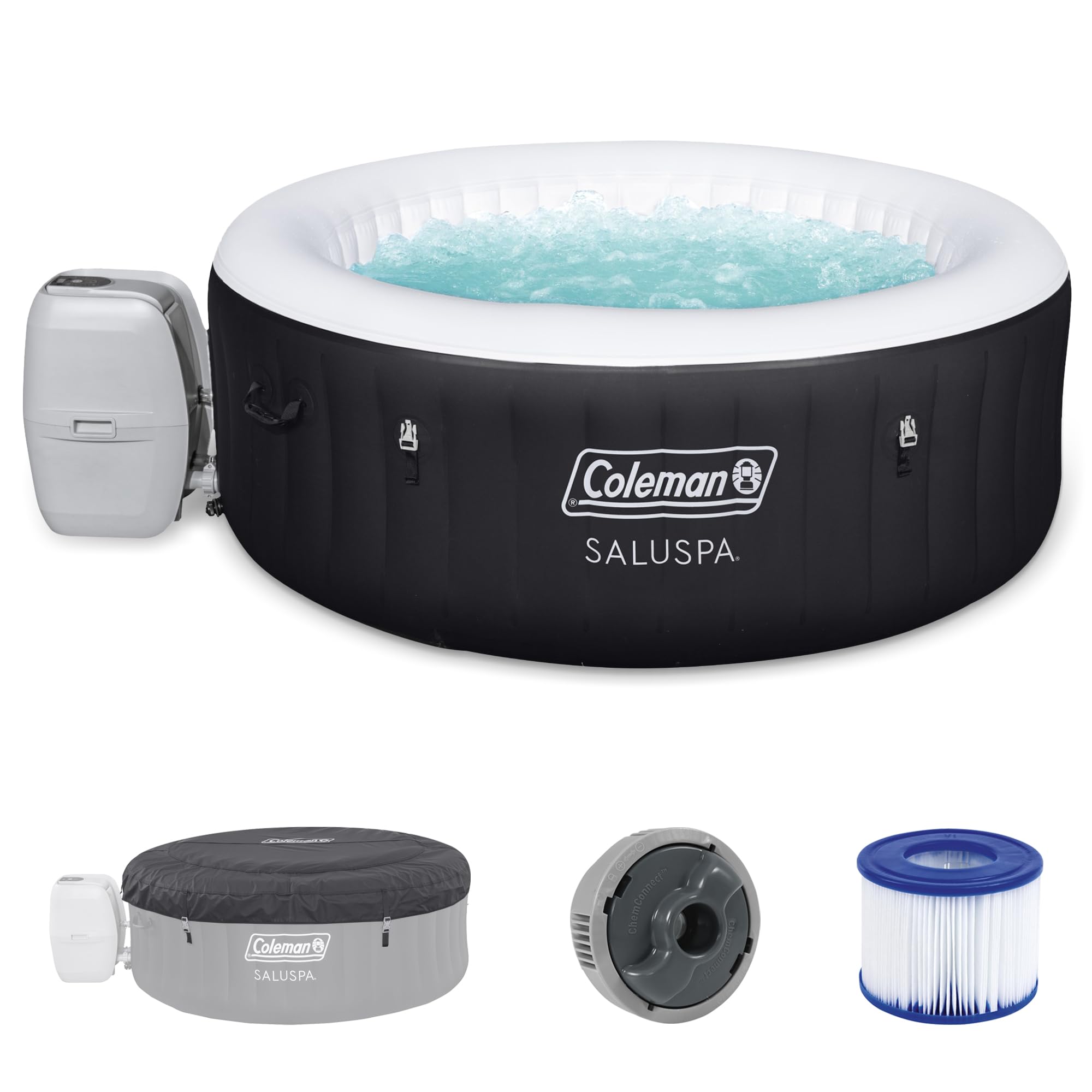 Coleman 71 x 26 Inches Portable Inflatable Spa 4-Person Hot Tub Black 13804|global研究所