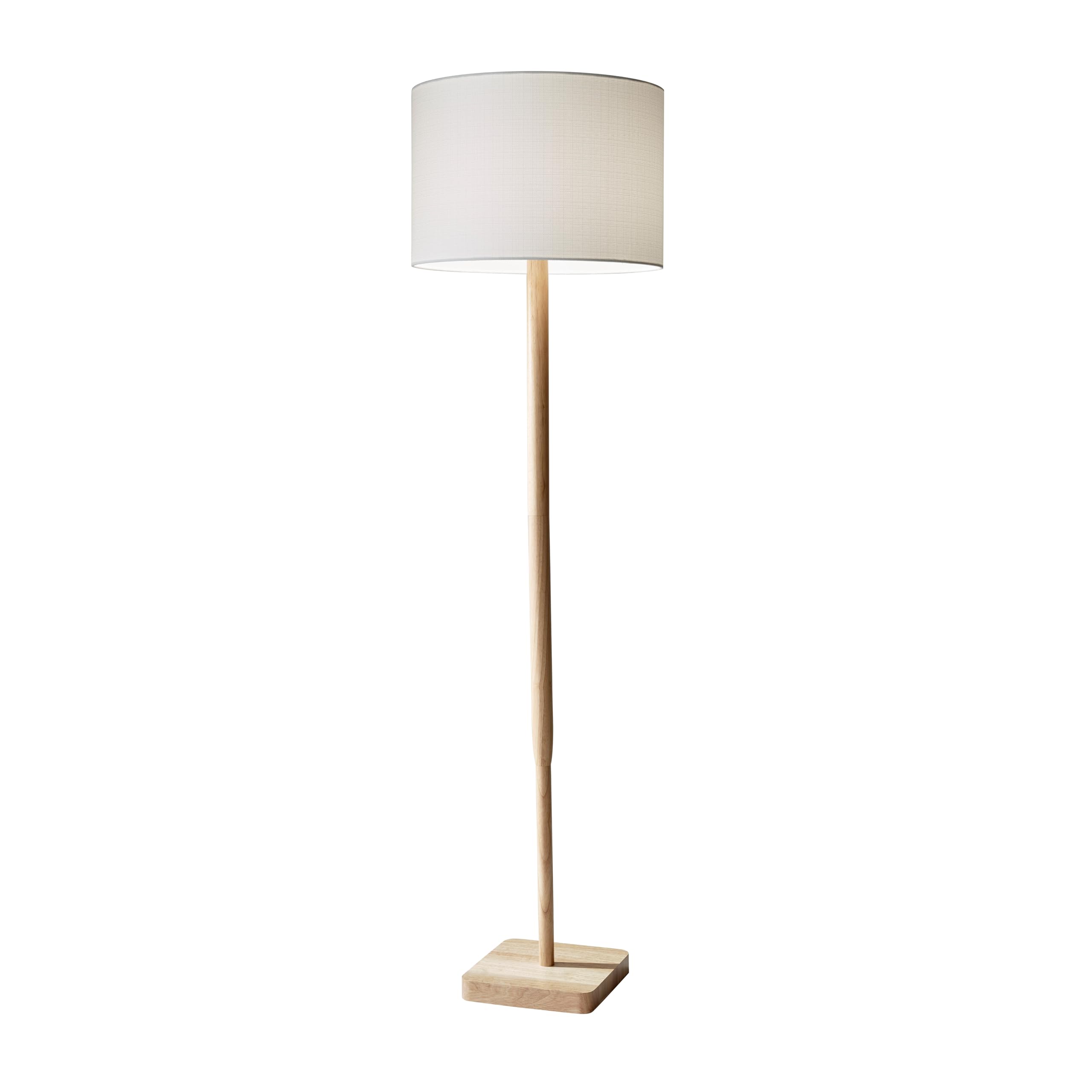 Adesso 4093-12 Ellis フロアランプ、58インチ、150W 白熱/CFL、天然ラバーウッド、木製ランプ1個。｜global研究所