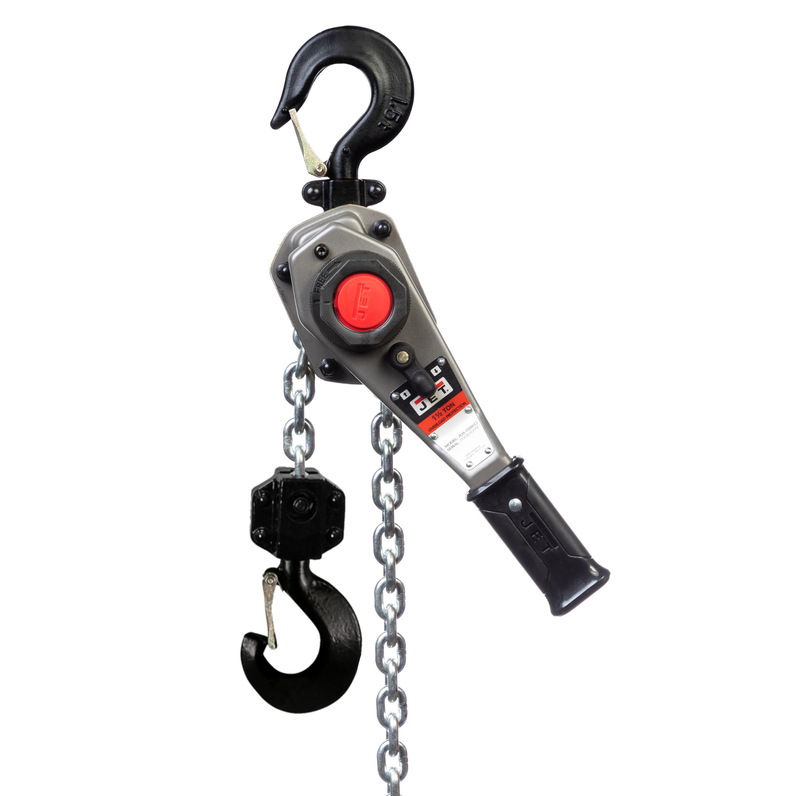 JET JLH-150-15PSH、1-1/2トンレバーホイスト、15フィートリフト、過負荷保護&造船所フック付き(376802)