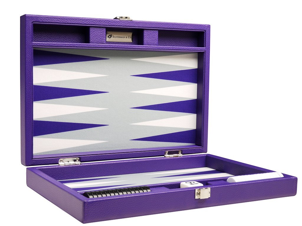 13-inch Premium Travel Backgammon Set - Purple Board