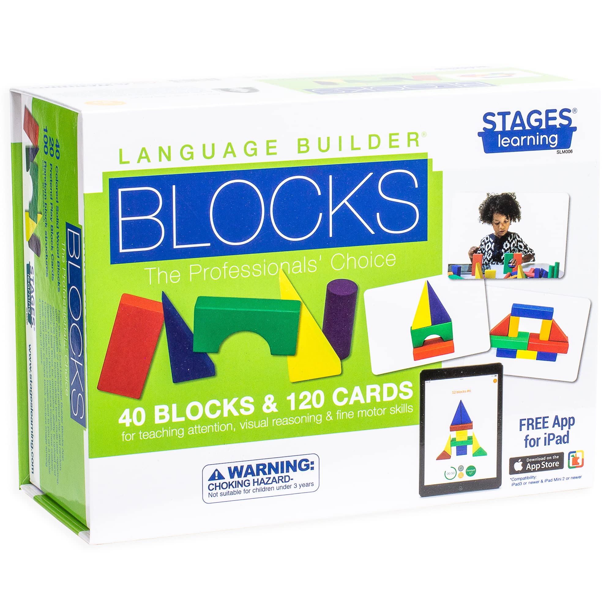 Stages Learningマテリアル言語BuilderブロックImitationキットカリキュラムの自閉症& Preschool 120 Pretend Play Flashcards、40木製ブロック、iPad App