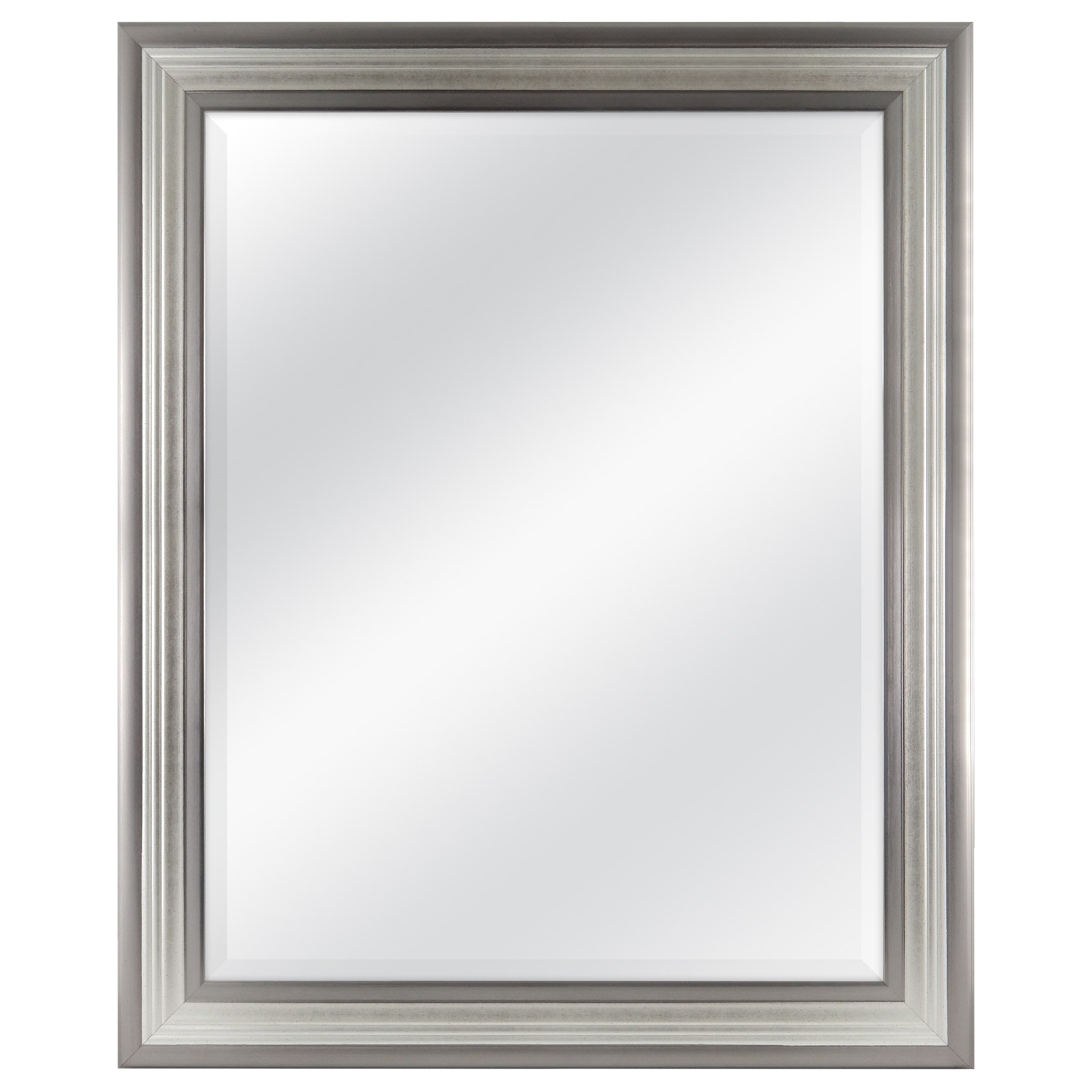 MCS 壁マウント 22x28インチ リッジミラー 全体サイズ 27x33インチ シルバー (20580)