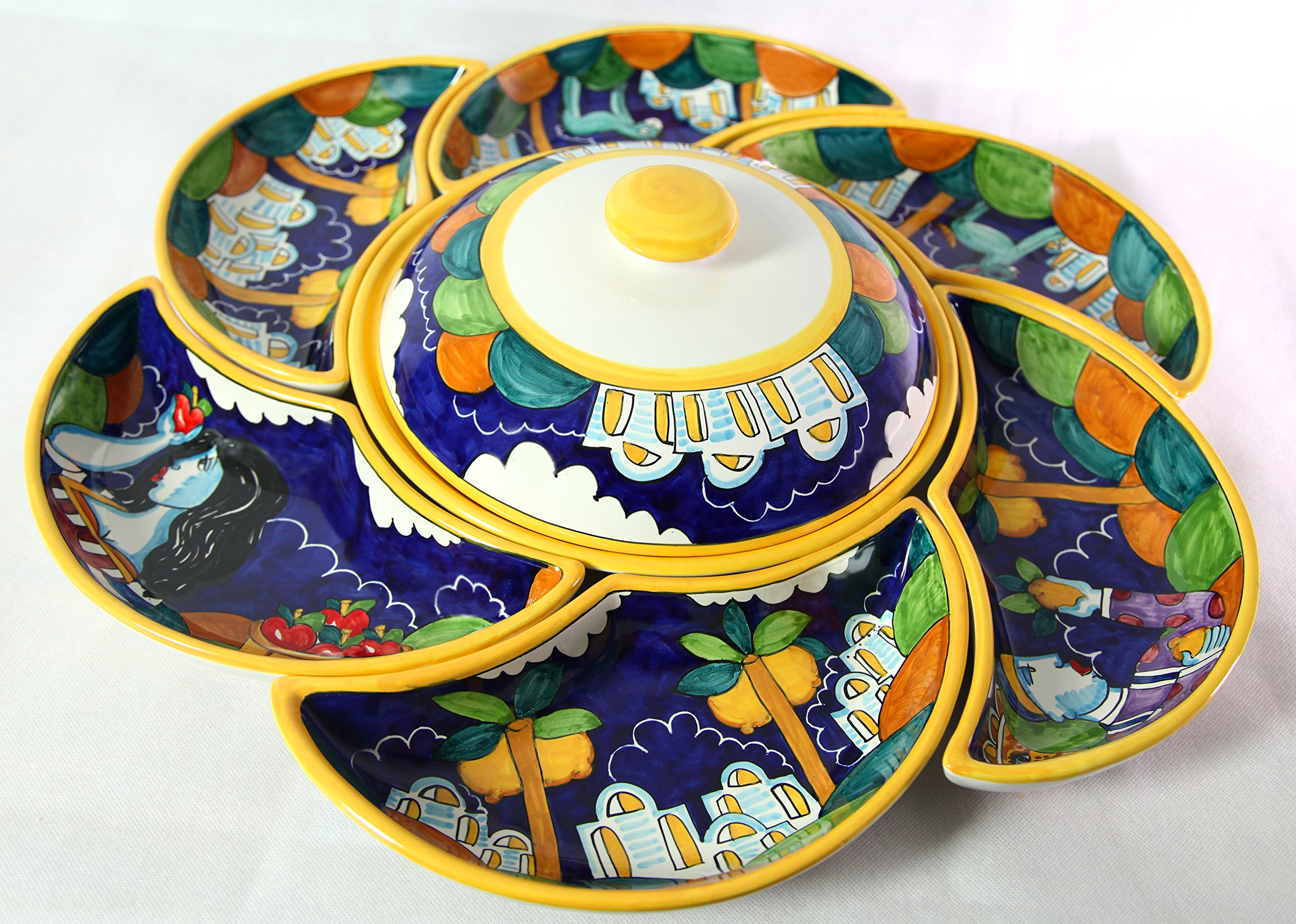 Vietri陶芸手作りのイタリア共和国、Serving Platter with Lid