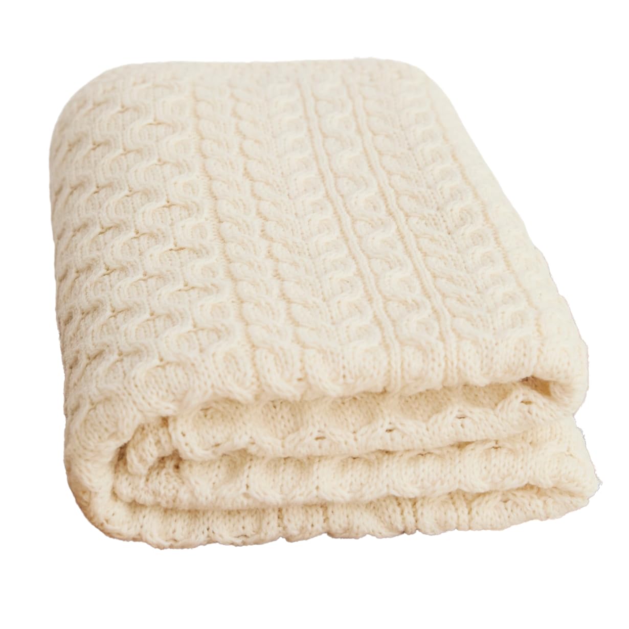 Carraig Donn ウール100%ブランケット アイルランド製 ハニカムニットデザイン 40インチ x 60インチ