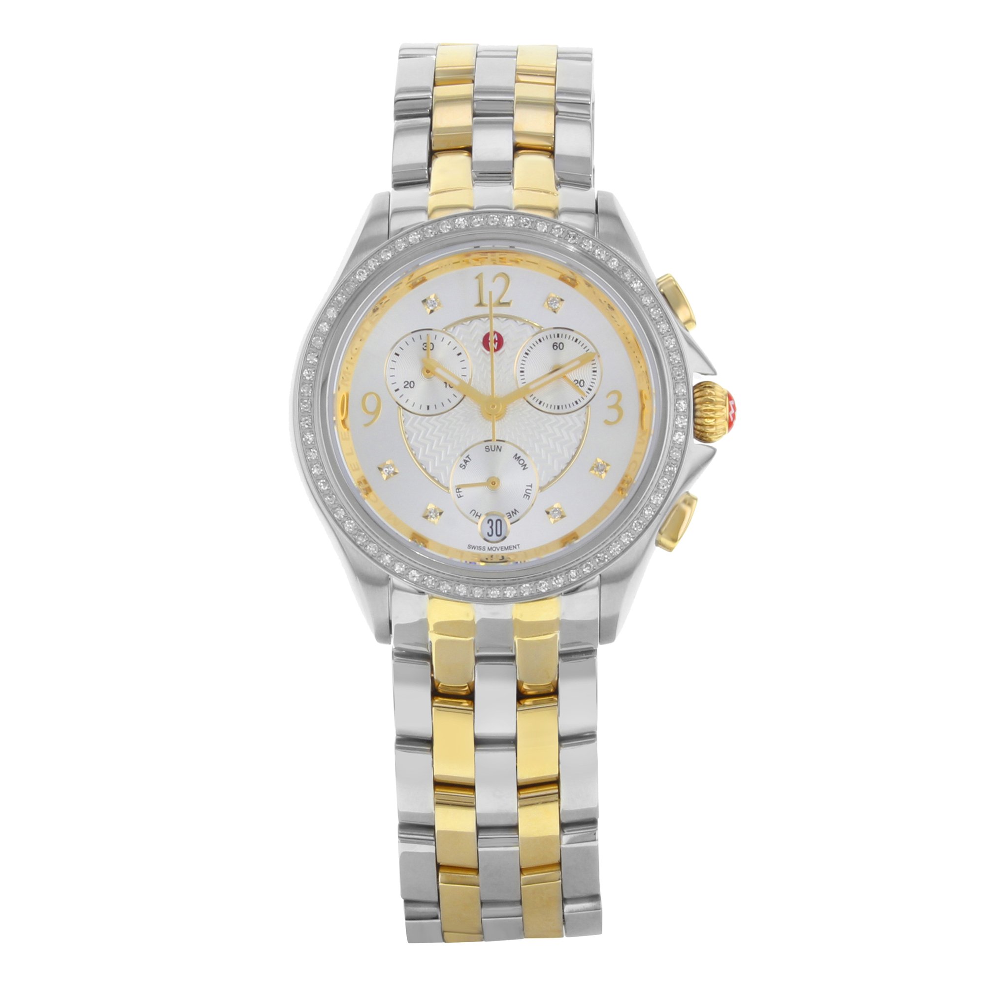 Michele Belmore mww29b000006 Two Toneステンレス鋼スチール写真Quartz Ladies Watch