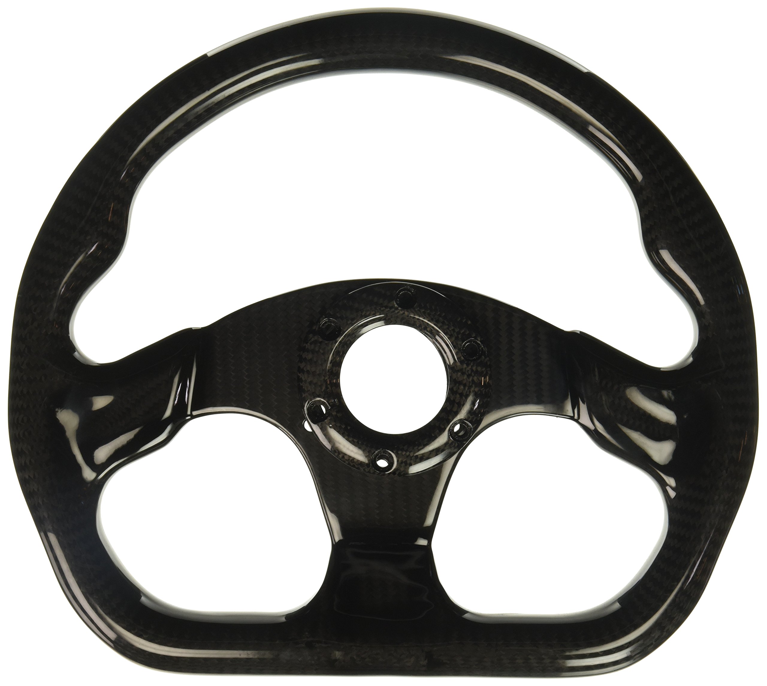 NRG Innovations NRG-ST-009CF-BK ステアリング車輪 - シャイニーブラックカーボンファイバーハンドル 320粍 平ったい下つ方