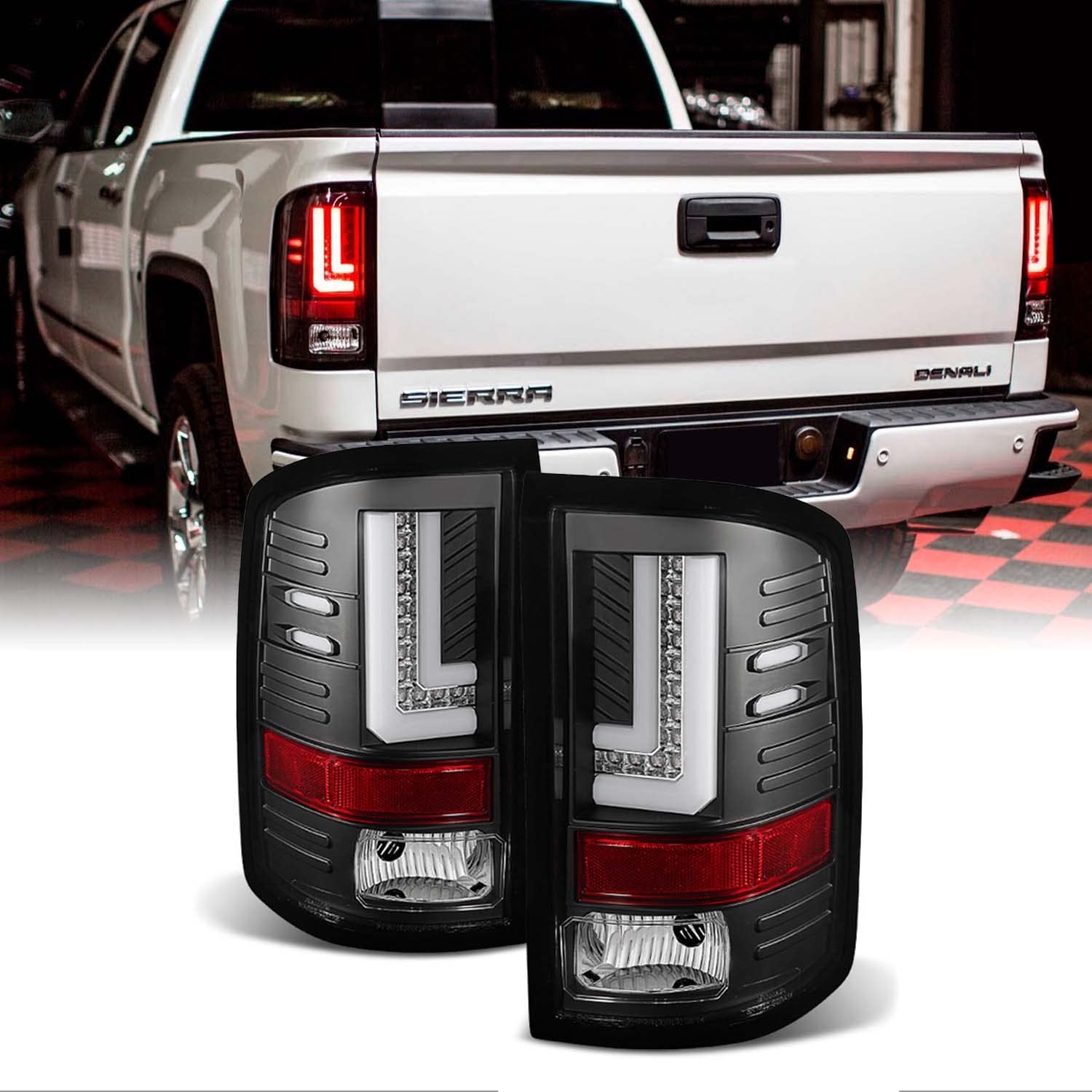 14-18 Sierra 1500 15-19 Sierra 2500固定ディスク 3500固定ディスク ピックアップトラックブラックLEDライトチューブテールライトブレーキランプに其れ相応。