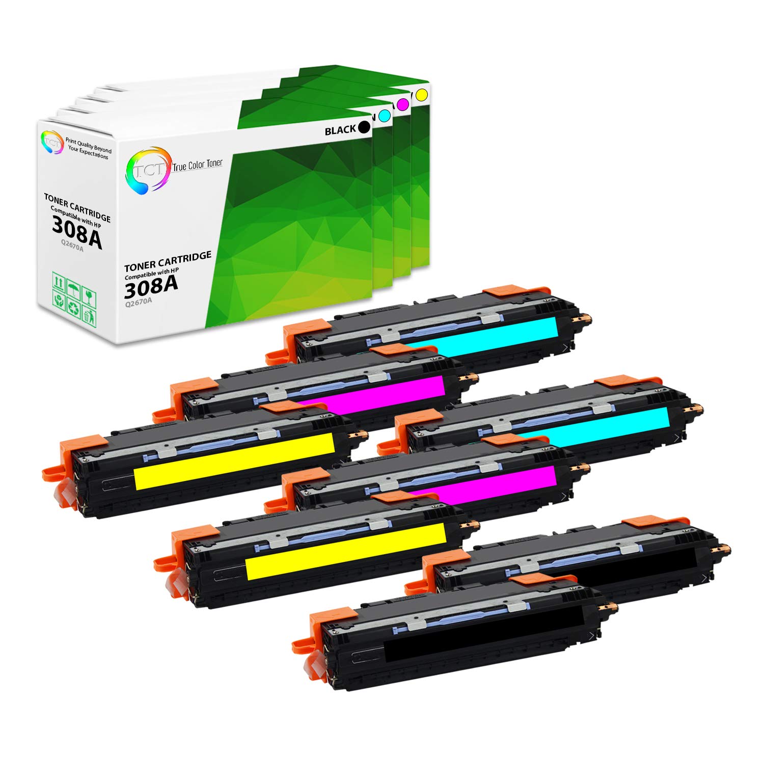 TCTプレミアム互換HP 308 A / 311 Aトナーカートリッジ ? ブラックq2670 a q2681 aシアン、イエローq2682 a、マゼンタq2683 a- Works with the HP Color LaserJet 3700、3700dn、3700dtn、3700 N|global研究所