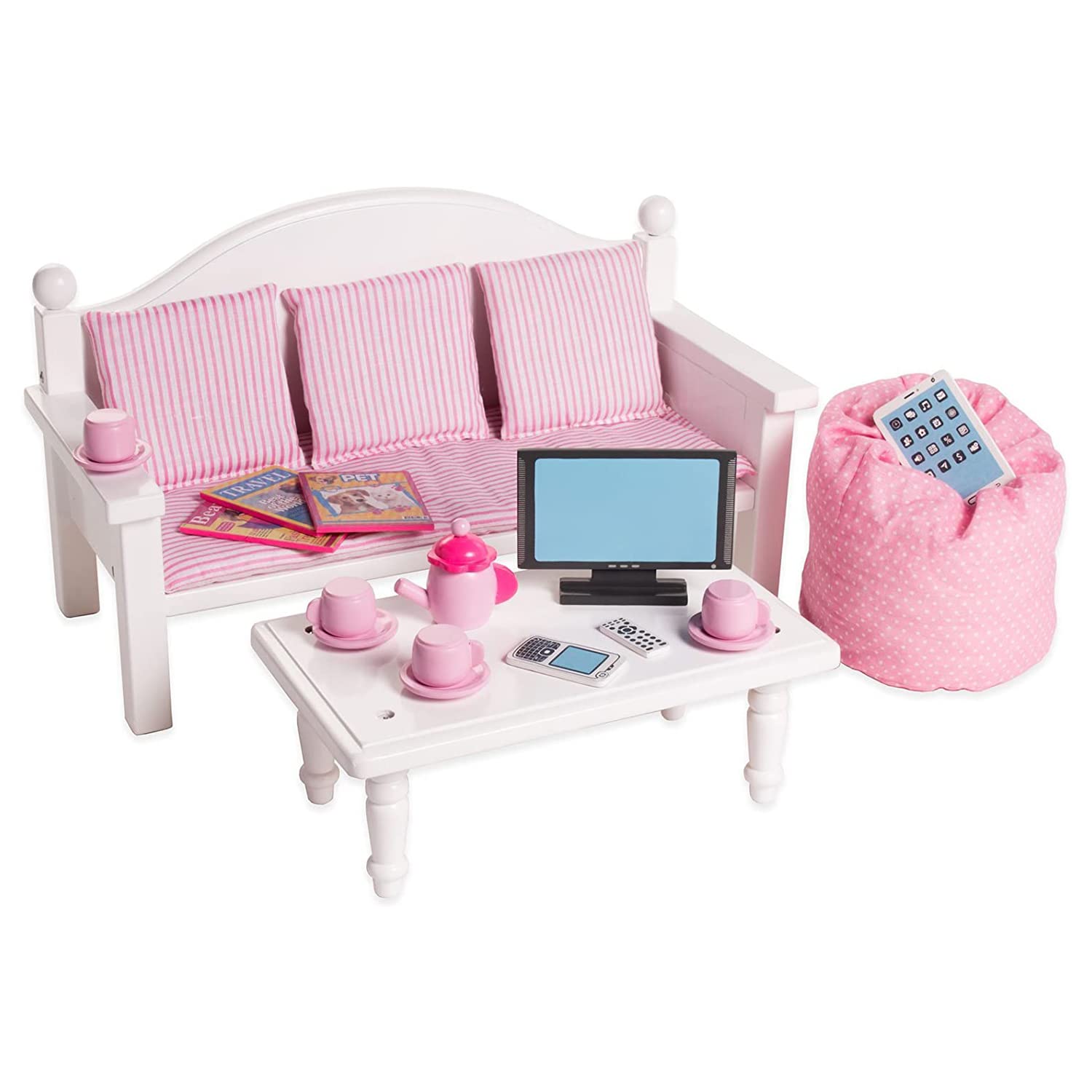 46糎 Doll Furniture Sofa \u0026 Coffee Table Set w/ Accessories - Playtime by Eimmie Collection