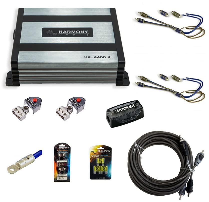 Kicker 44 kxa4004車オーディオ4通信路Amp kxa400.4 \u0026 4 GAアンプアクセサリーキット ? 3年引き受ける。