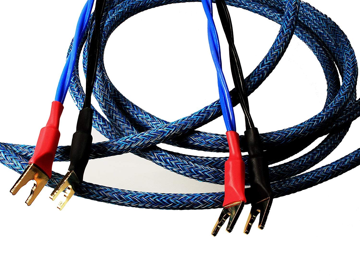 Better Cables (2スピーカー用2ケーブル) Blue Truth II リファレンススピーカーケーブル ハイエンド、高性能、金メッキスペード付きプレミアムHi-Fiオーディオ 6フィート
