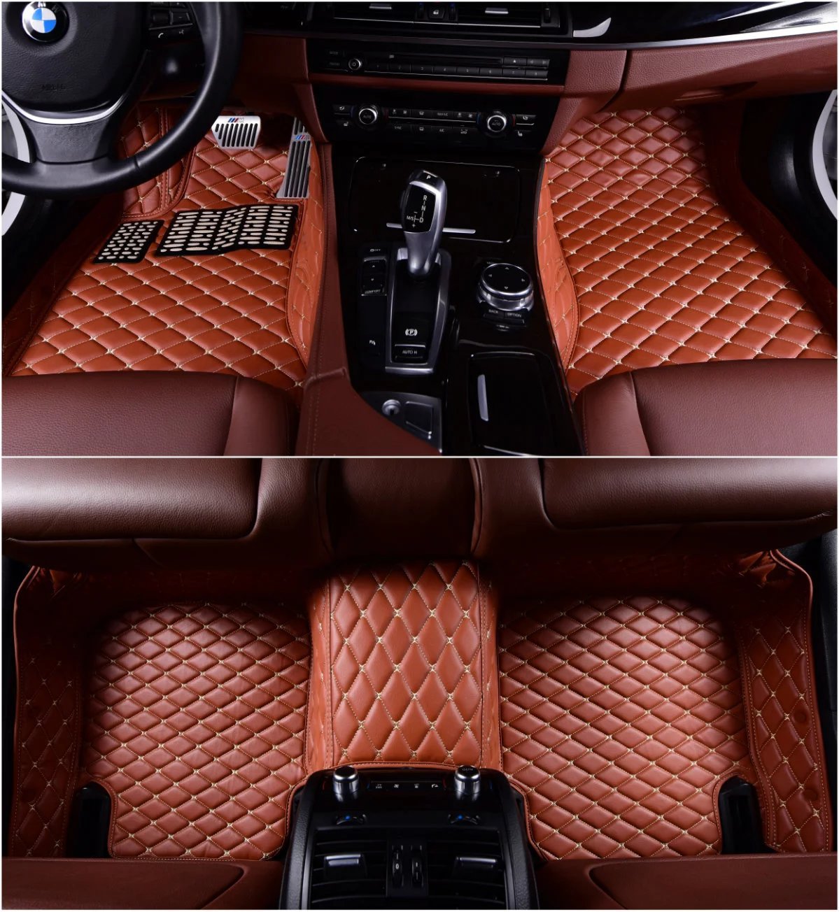 Okutech カスタム相応う XPE-Leather All Full Surrounded雨合羽カーフロアマット Audi A8L 5居敷き用 2005-2010用 赤銅色