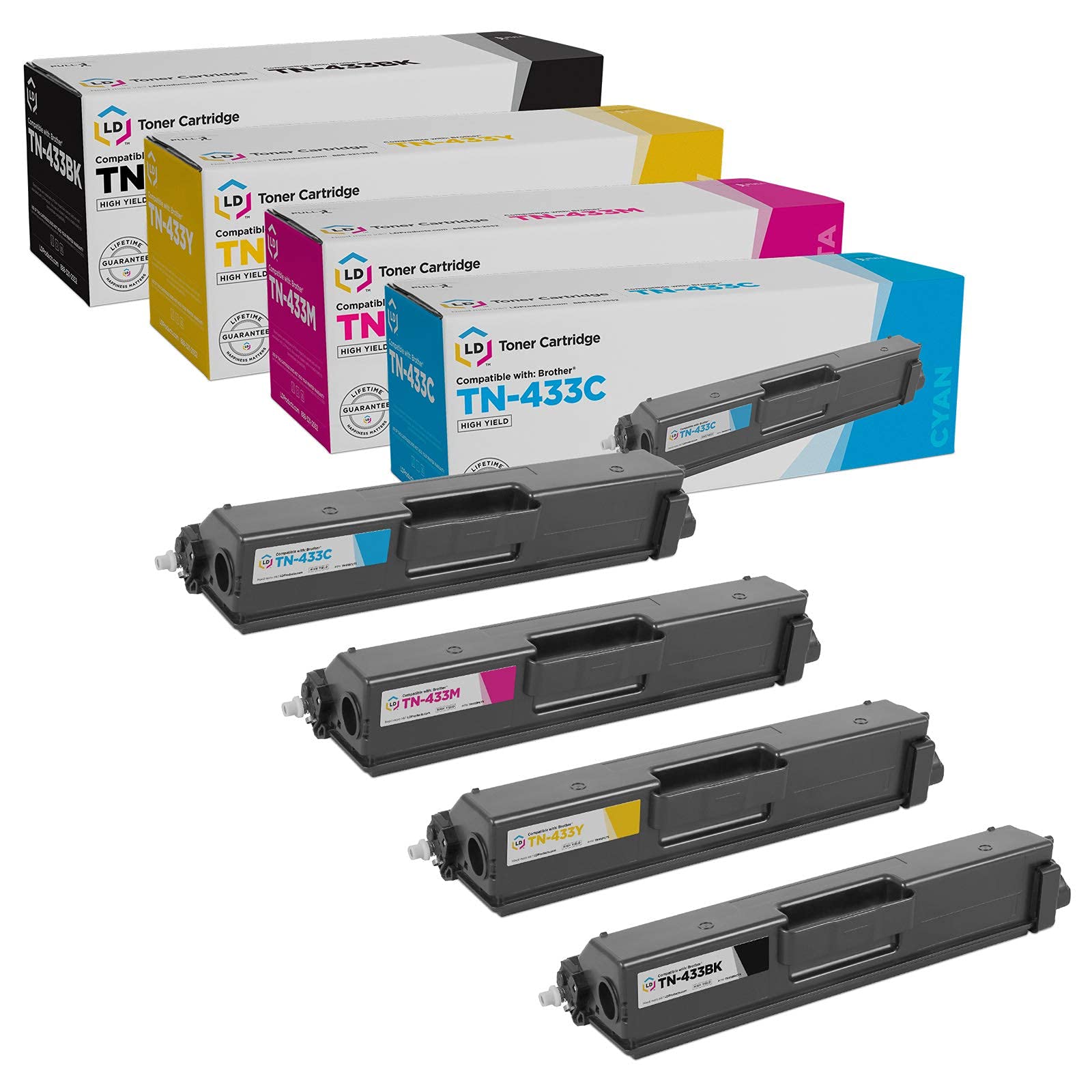 LD Products 互換トナーカートリッジ Brother TN433 大容量 ブラック シアン マゼンタ イエロー 4個パック HL-L8260CDW HL-L8360CDW HL-L8360CDW HL-L8360CDWT、HL-L9310CDW MFC-L9570CDWTに対応｜global研究所