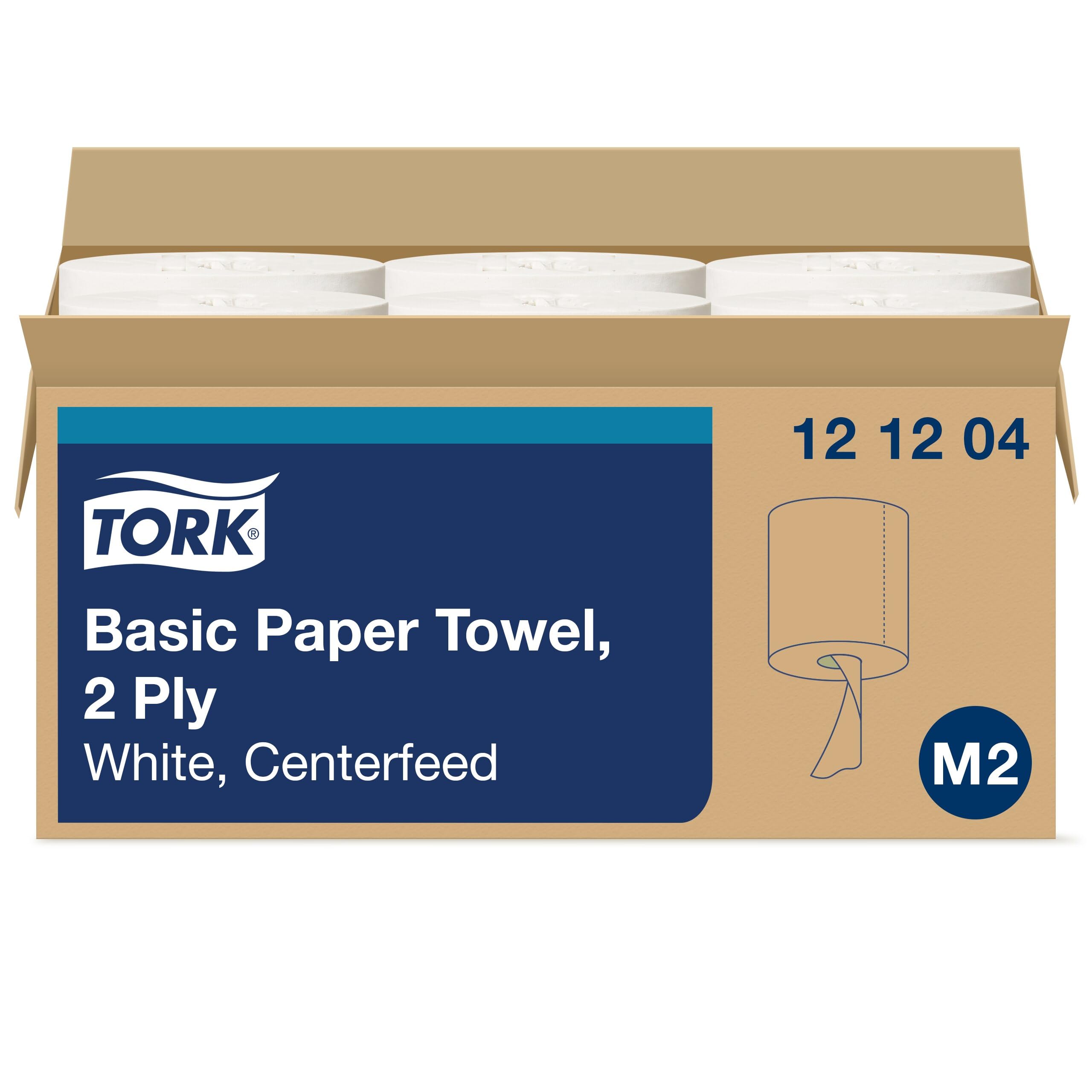 Tork Advanced 121204ホンブルグ帽Centerfeed御手々西洋手ぬぐい、2層、7.6 幅X 11.8 長、白いこと( Case of 6巻、600 Per Roll、3 600西洋手ぬぐい) for use with Tork 559020 Aまたは559028 A 1-(Case of 6 Rolls) 121204 6