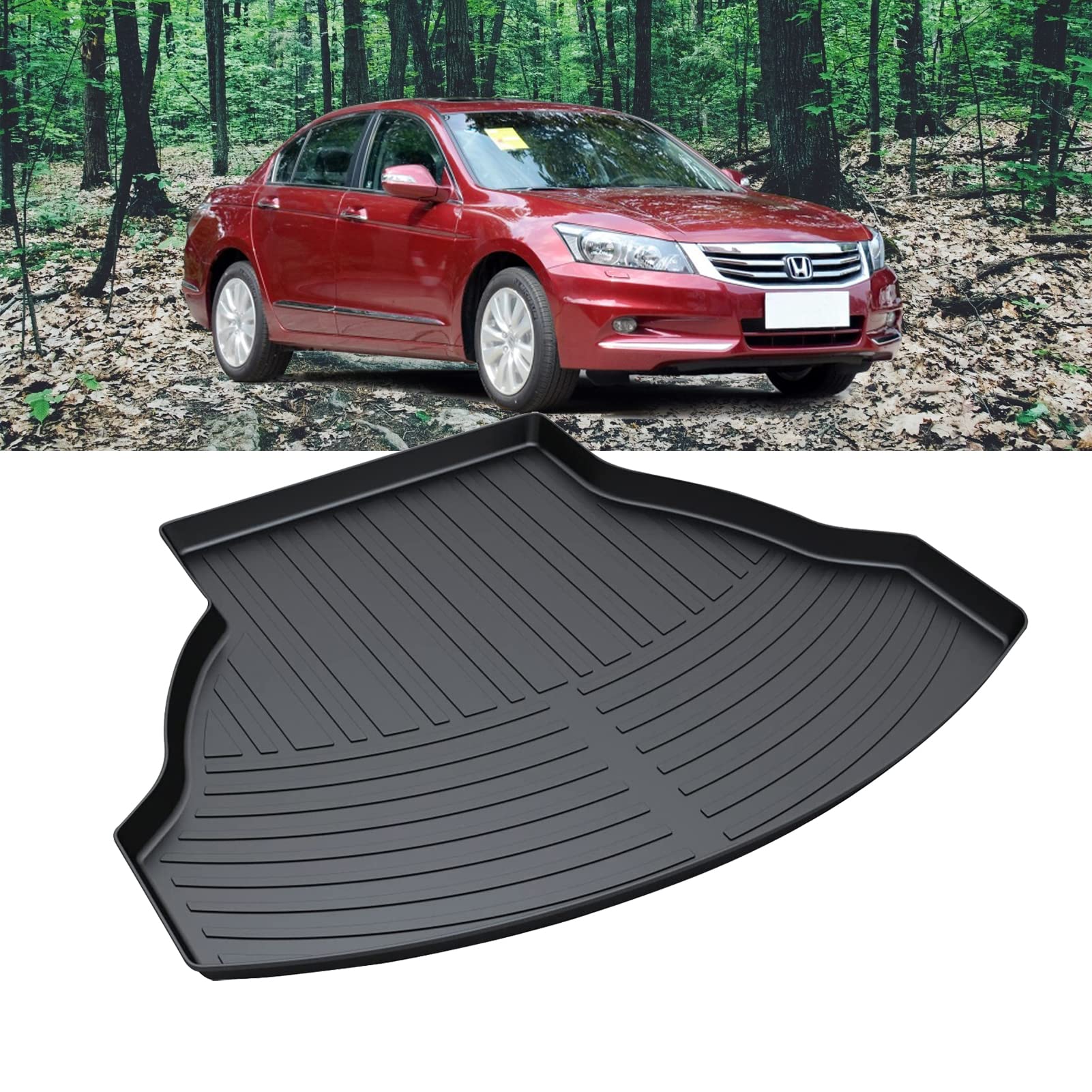 プレミアム防水滑り止め車&トランクトレイマットプロテクターカバーin Heavy Duty for Honda Accord第9世代( 2012 ? 2017 )、ブラック