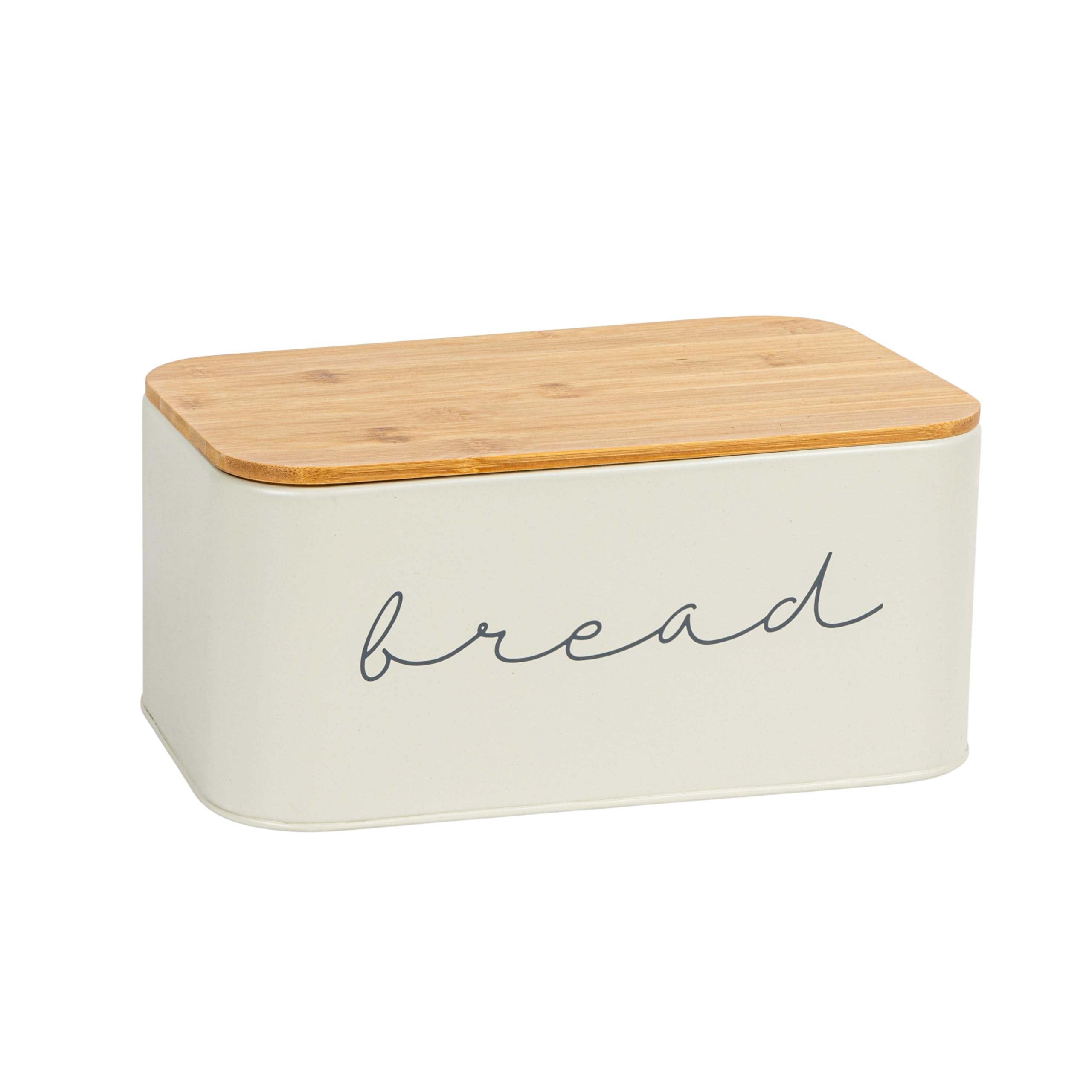 Bloomingville A97306650 Metal Bread Bin with Bamboo Lid  Grey