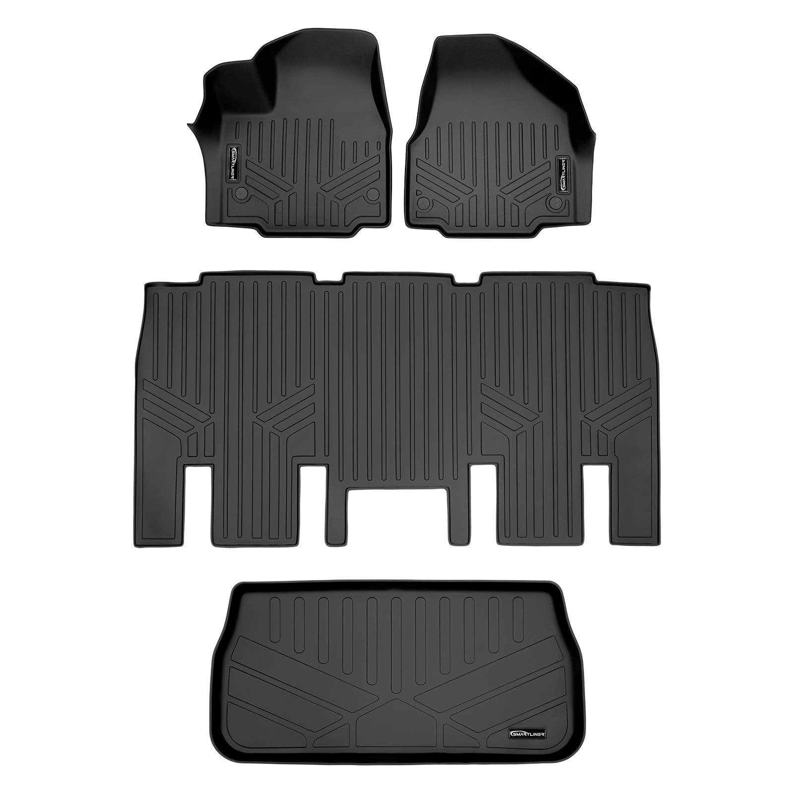 MAXFLOORMATフロアマット(2行) MAXTRAY CargoライナーBehind第3行セットブラックfor 2017 ? 2018 Chrysler Pacifica 8 Passengerモデルのみ(noハイブリッドモデル)