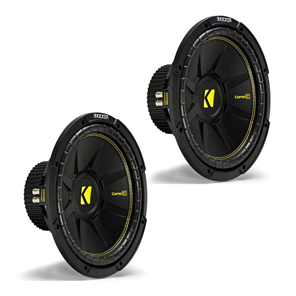 (2) KICKER 44CWCD124 CompC 12in 1200ワット デュアル4オーム カーサブウーファー CWCD124
