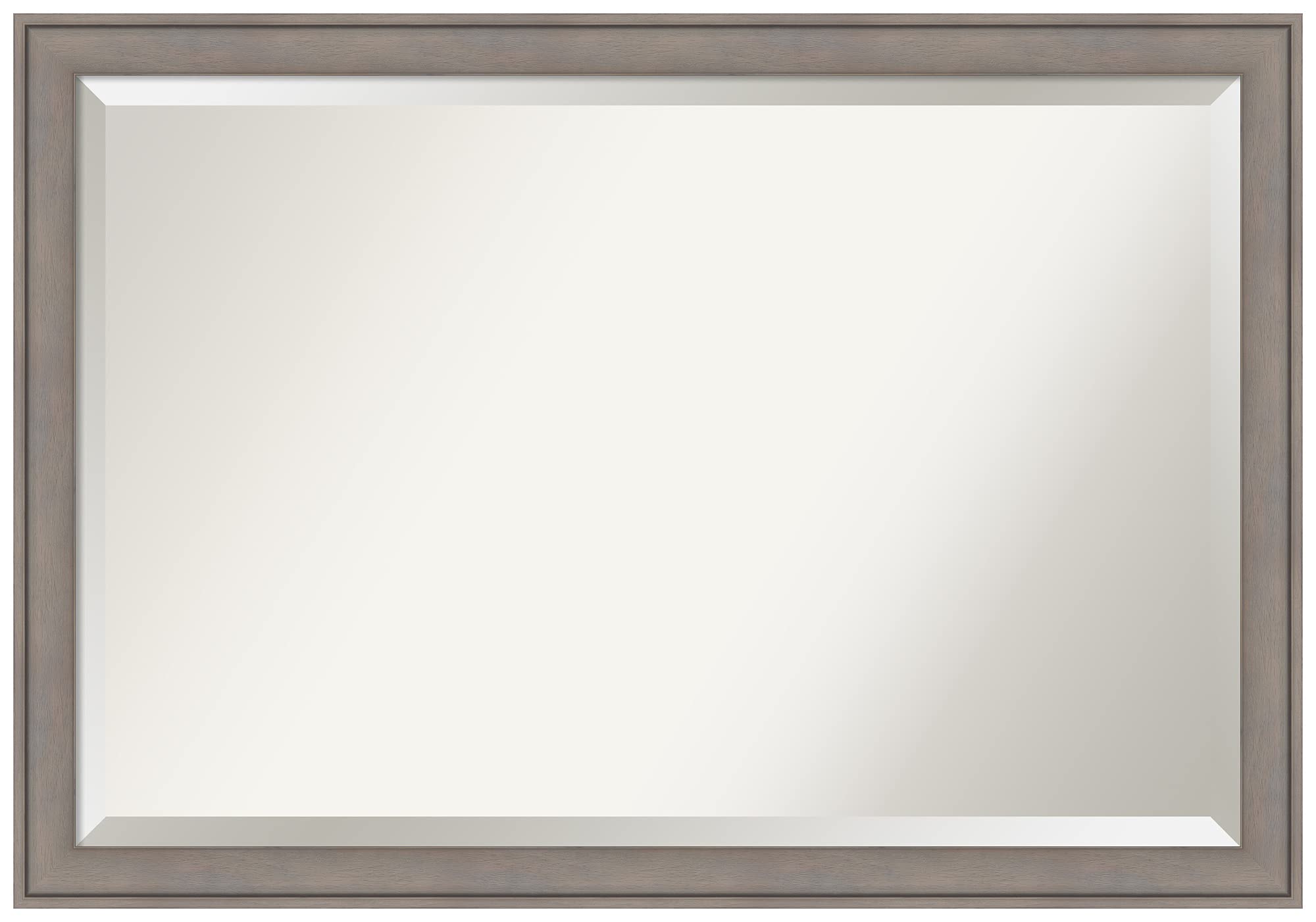 Amanti Art 面取り木製壁鏡 (27.5 x 39.5in) グレーウォッシュフレーム - バスルームミラーグレー L大きさ