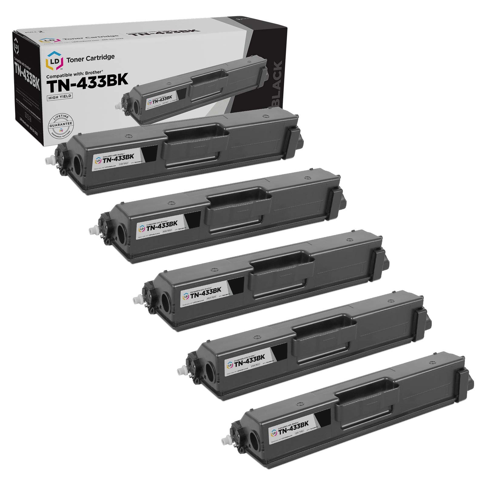 LD Products トナーカートリッジ Brother TN433BK 互換交換用 - 大容量トナーカートリッジ HL L8260CDW L8360CDW L8360CDWT L9310CDW MFC L8610CDW L8900CDW L9570CDW- 5個パック (ブラック)