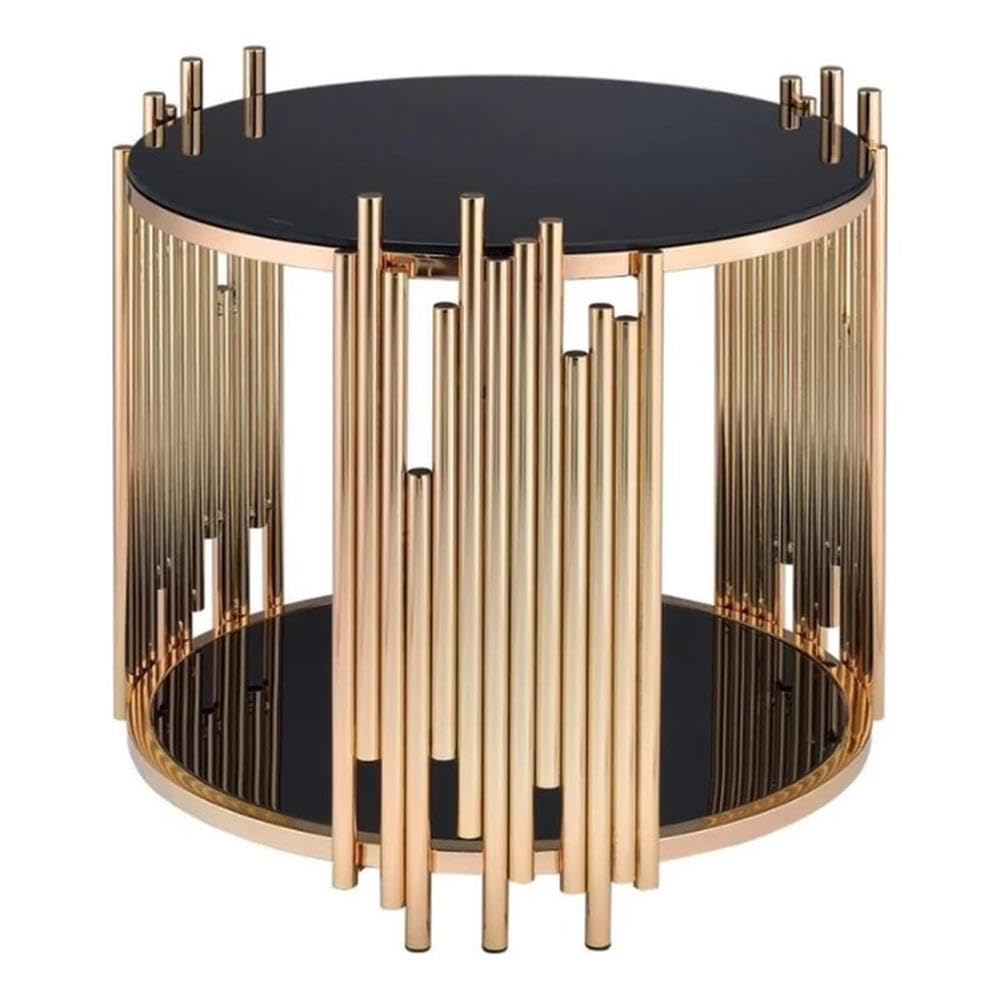 ACME Tanquin Coffee Table - 84490 - Gold & Black Glass 141［並行輸入］｜global研究所