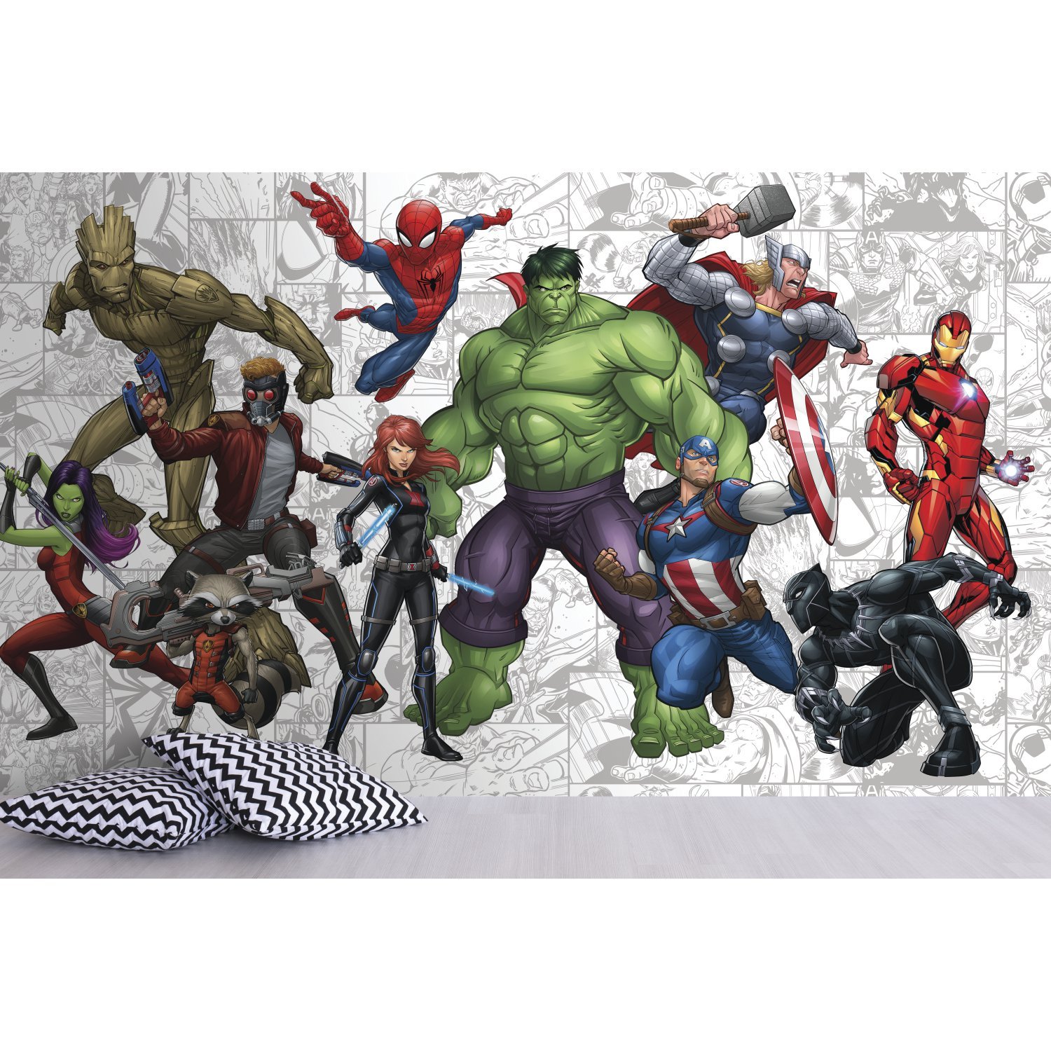 Marvel Hero XL Chair Rail Prepasted Mural 1.8m x 3.2m - Ultra-strippable
