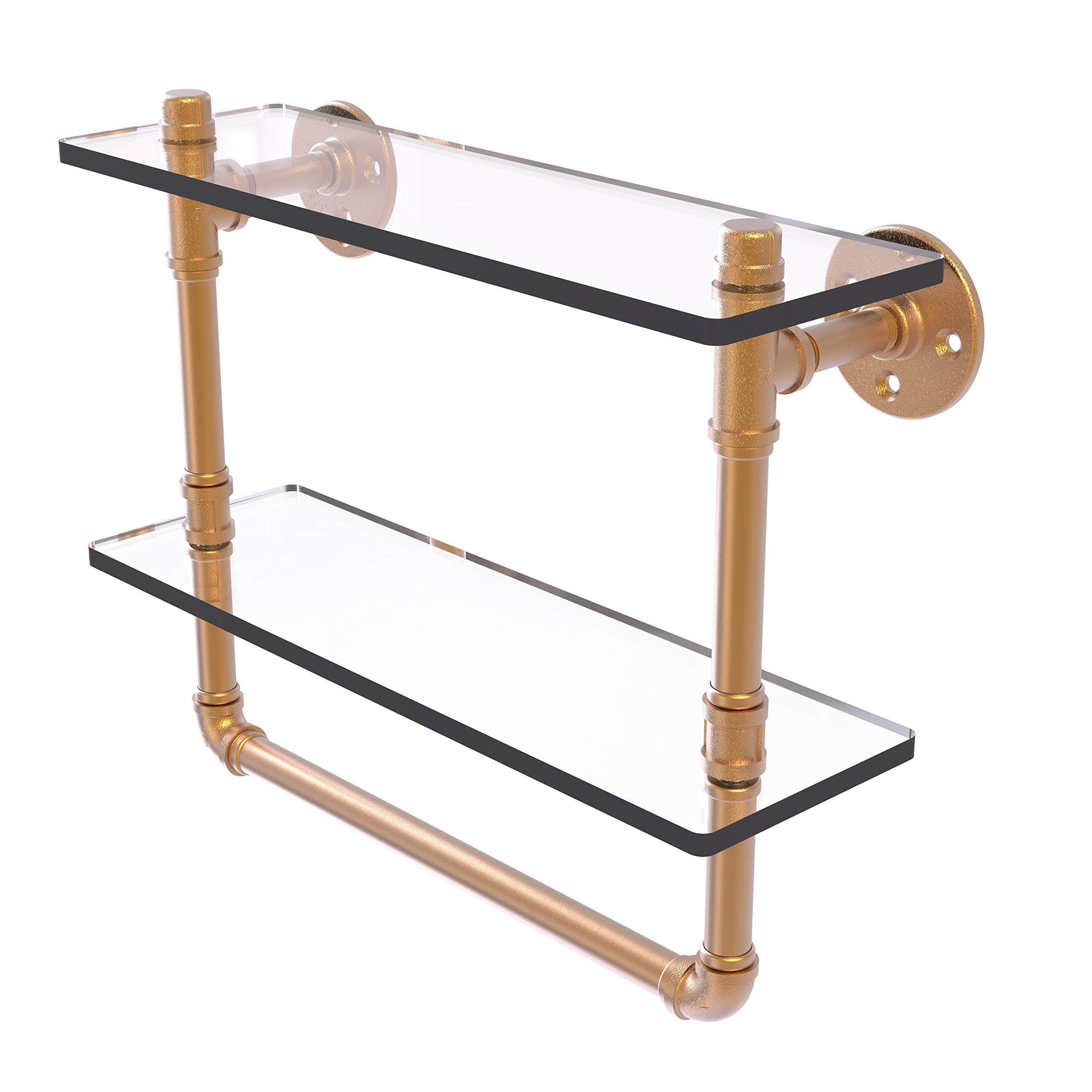 Pipeline Collection 16 Inch Doulbe Glass Shelf with Towel Bar - P-430-16-DGSTB-BBR｜global研究所