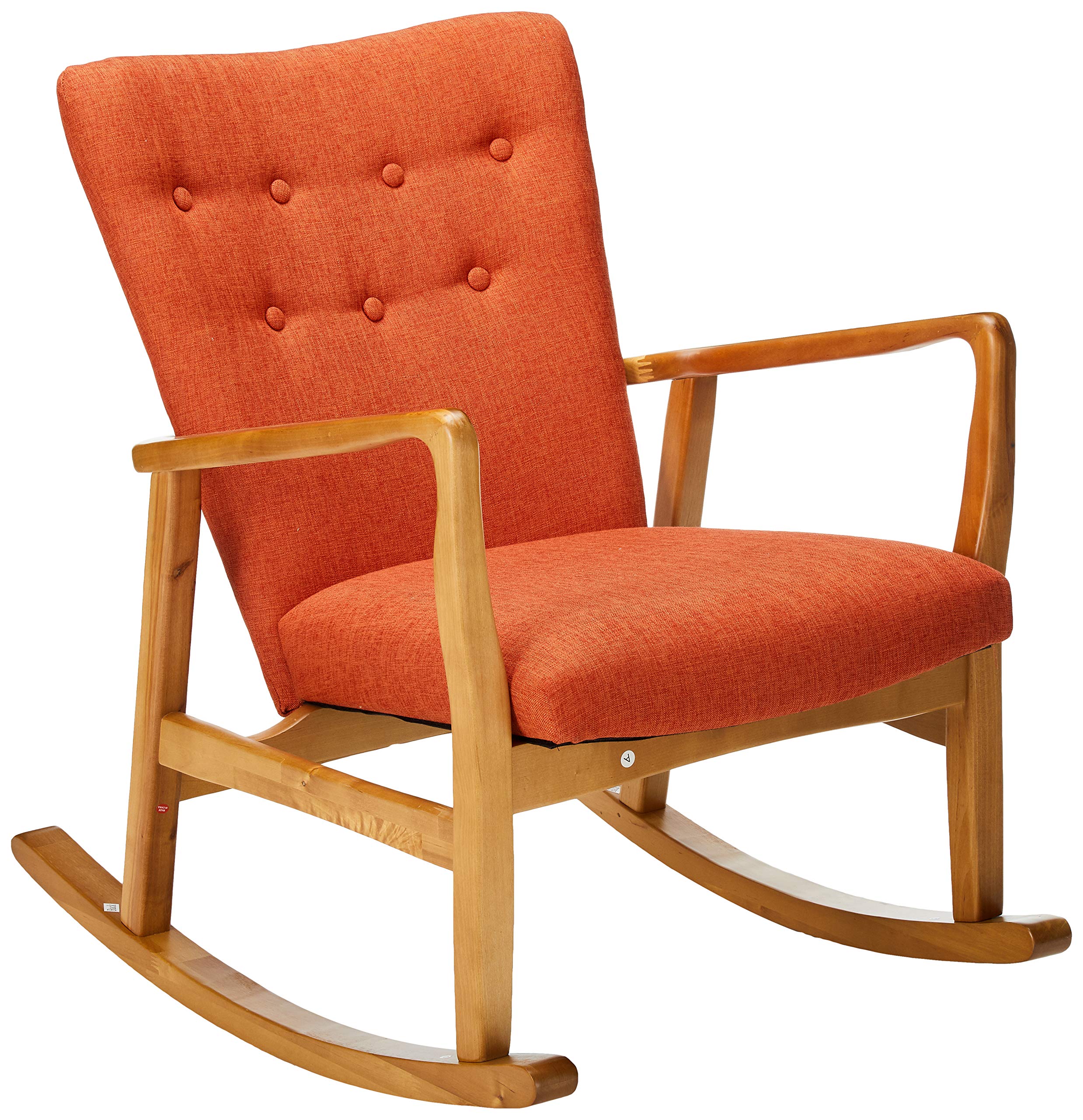 Christopher Knight Home 301996 Collin Mid Century Fabric Rocking Chair Muted Orange Light Walnut