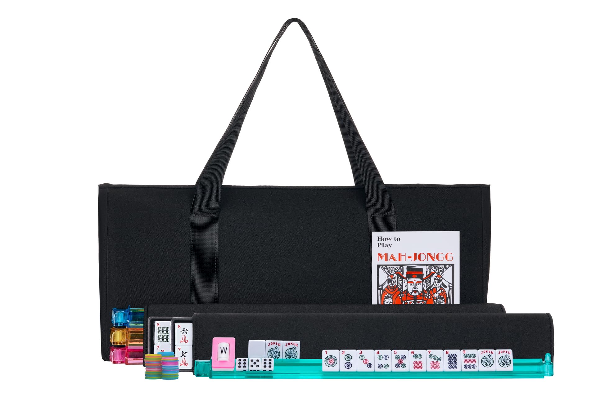 166 Tiles American Mahjong Set Black Soft Bag 4 Colour Pushers/Racks Easy Carry Western Mahjongg