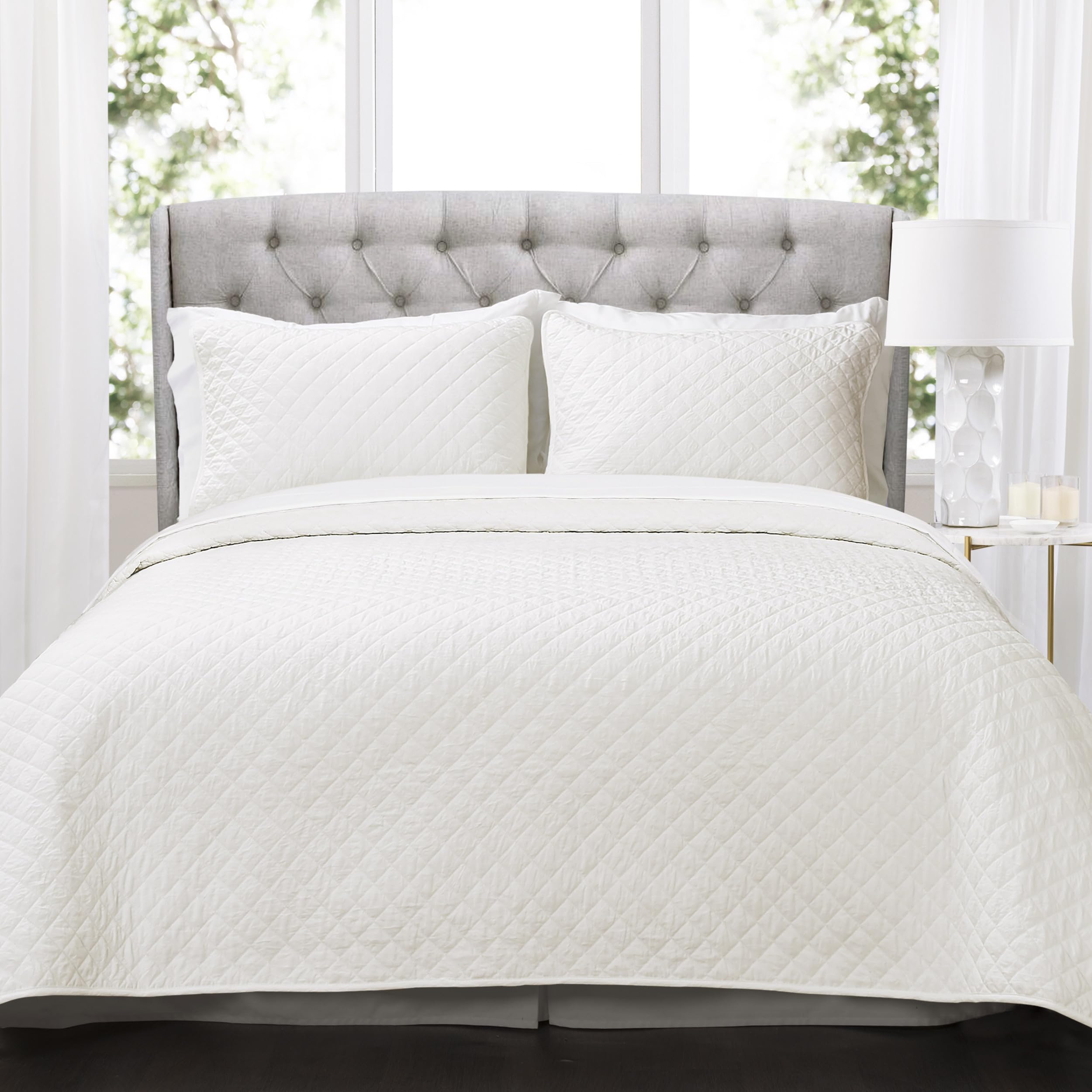 Ava Diamond Oversized Cotton Quilt White 3Pc Set King 23,970円