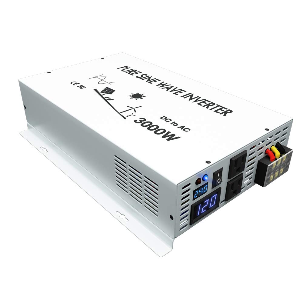 WZRELB DC to AC Converter Off Grid Pure Sine Wave Power Inverter Generator (3000w 24v 120v)