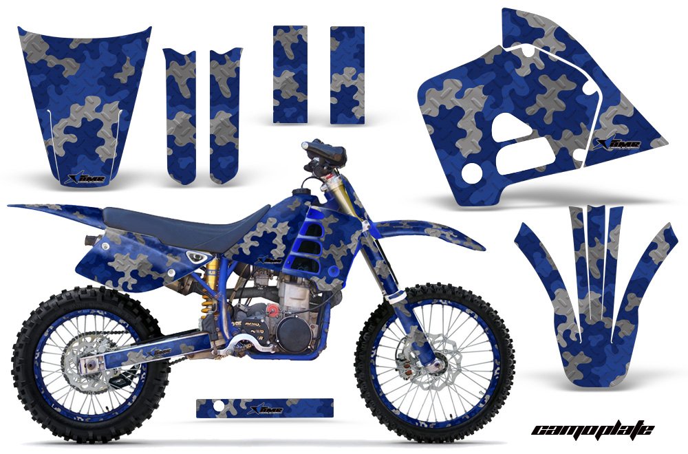 フサベルFC 501 1997 ? 1999 MXダートバイクグラフィックキットステッカーデカールwith Number Plates CamoPlate青色